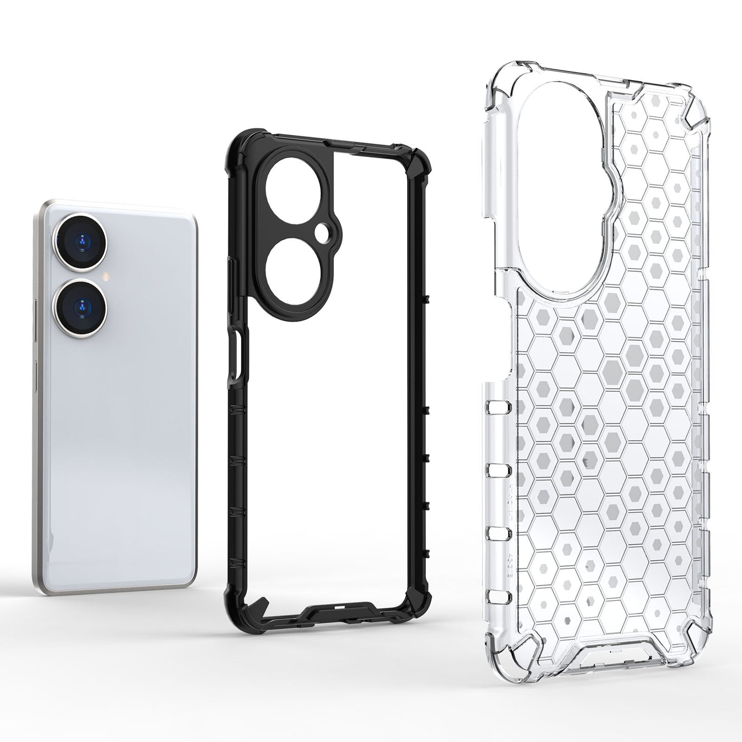 Uniqkart for Huawei Nova 11i Honeycomb Texture TPU+PC Cover Drop-proof Phone Case - Grey
