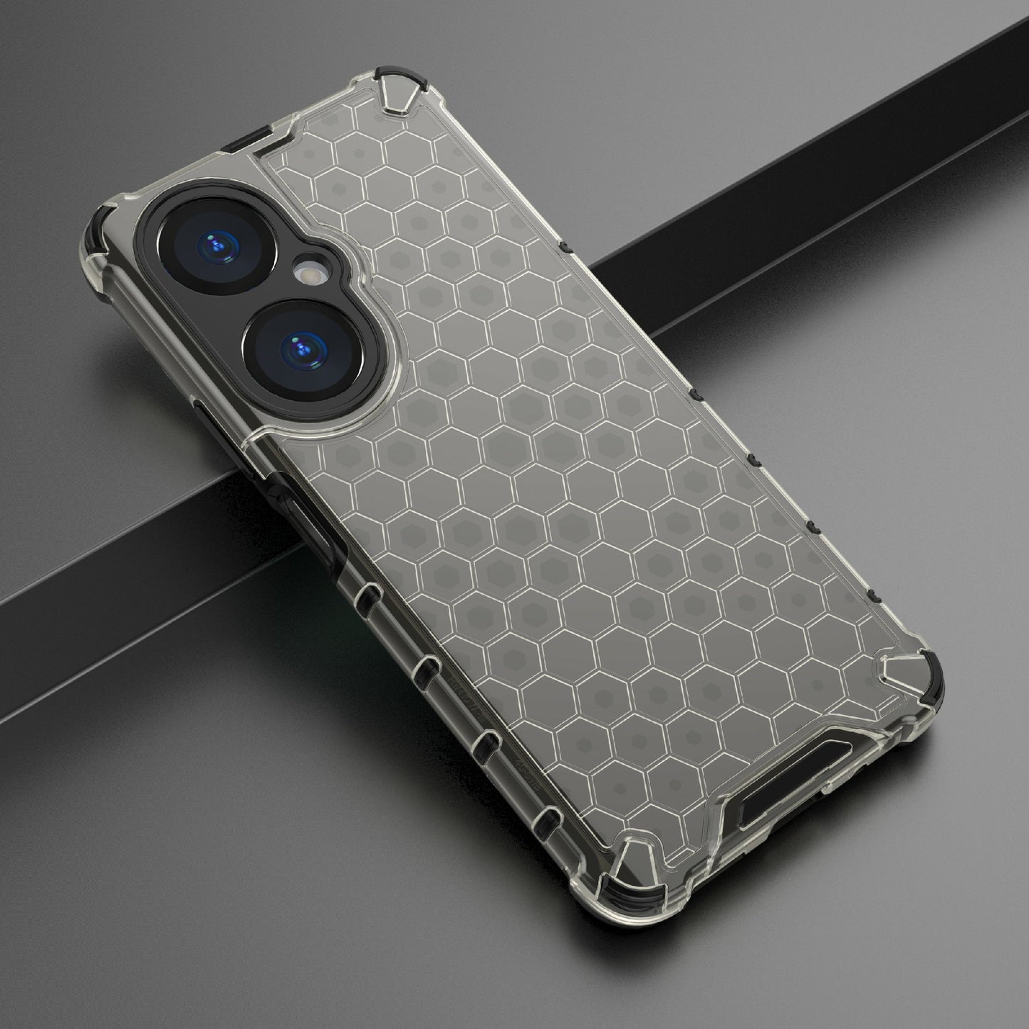 Uniqkart for Huawei Nova 11i Honeycomb Texture TPU+PC Cover Drop-proof Phone Case - Black