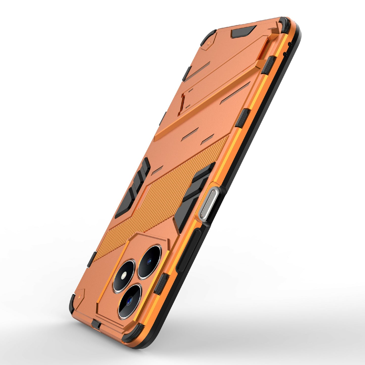Uniqkart for Realme C53 4G Kickstand Back Case PC+TPU Shockproof Phone Cover - Orange