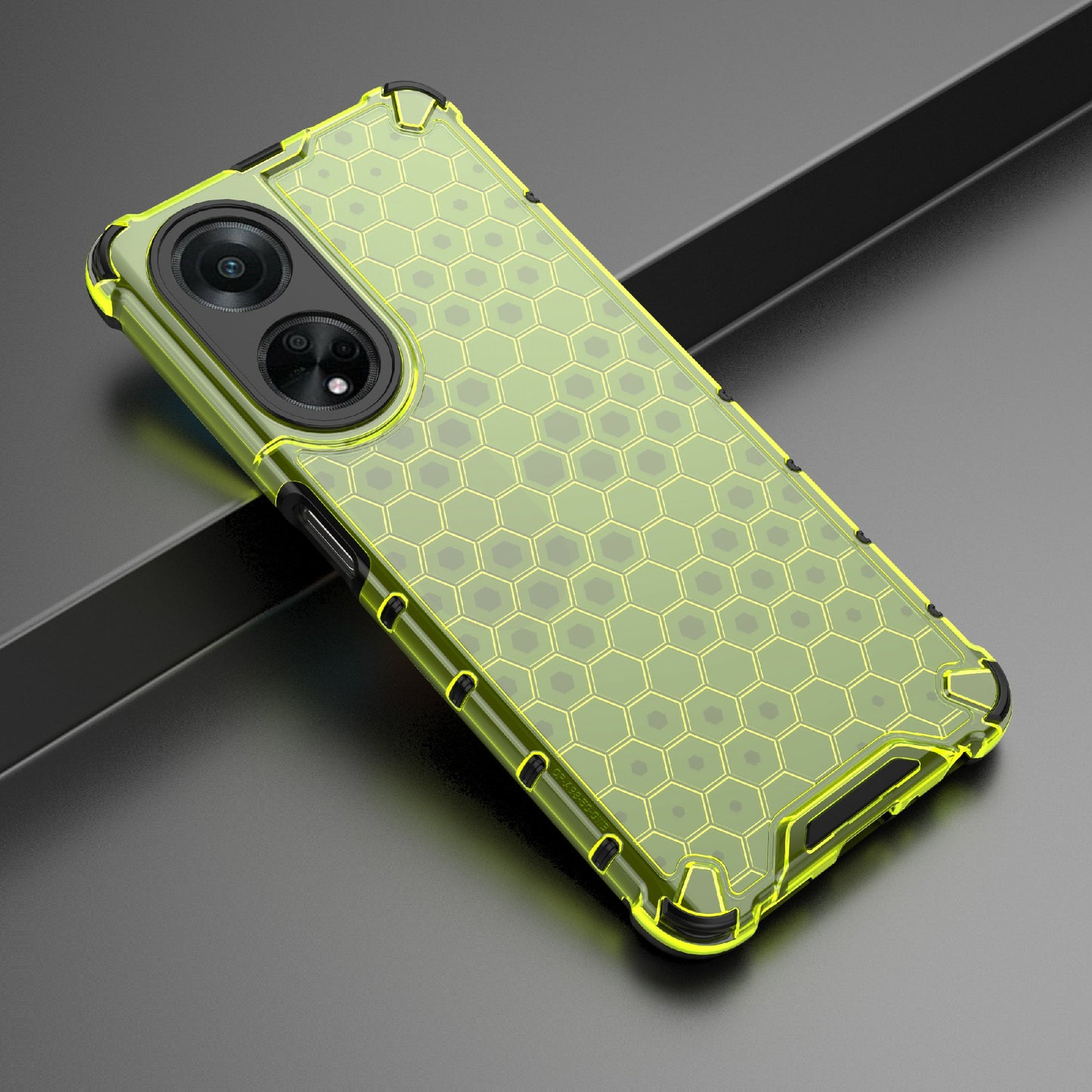 Uniqkart for Oppo A98 5G Anti-drop Phone Case TPU+PC Honeycomb Texture Cover - Green