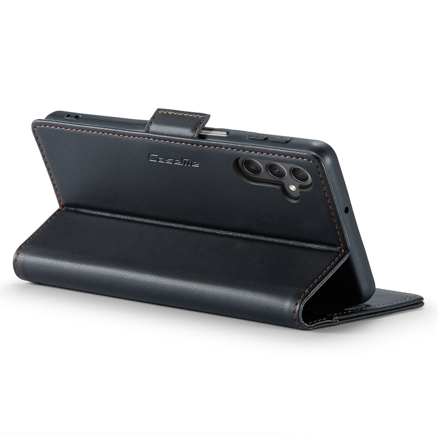 Caseme 023 Series For Samsung Galaxy A24 4G RFID Blocking Phone Case PU Leather Wallet Stand Cover - Black