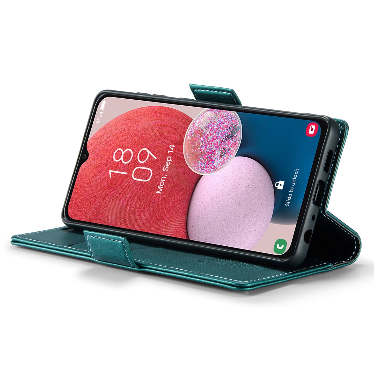 Caseme 023 Series For Samsung Galaxy A13 4G / 5G / A04s 4G / A04 4G / M13 5G Wallet Case RFID Blocking Leather Stand Phone Cover - Green