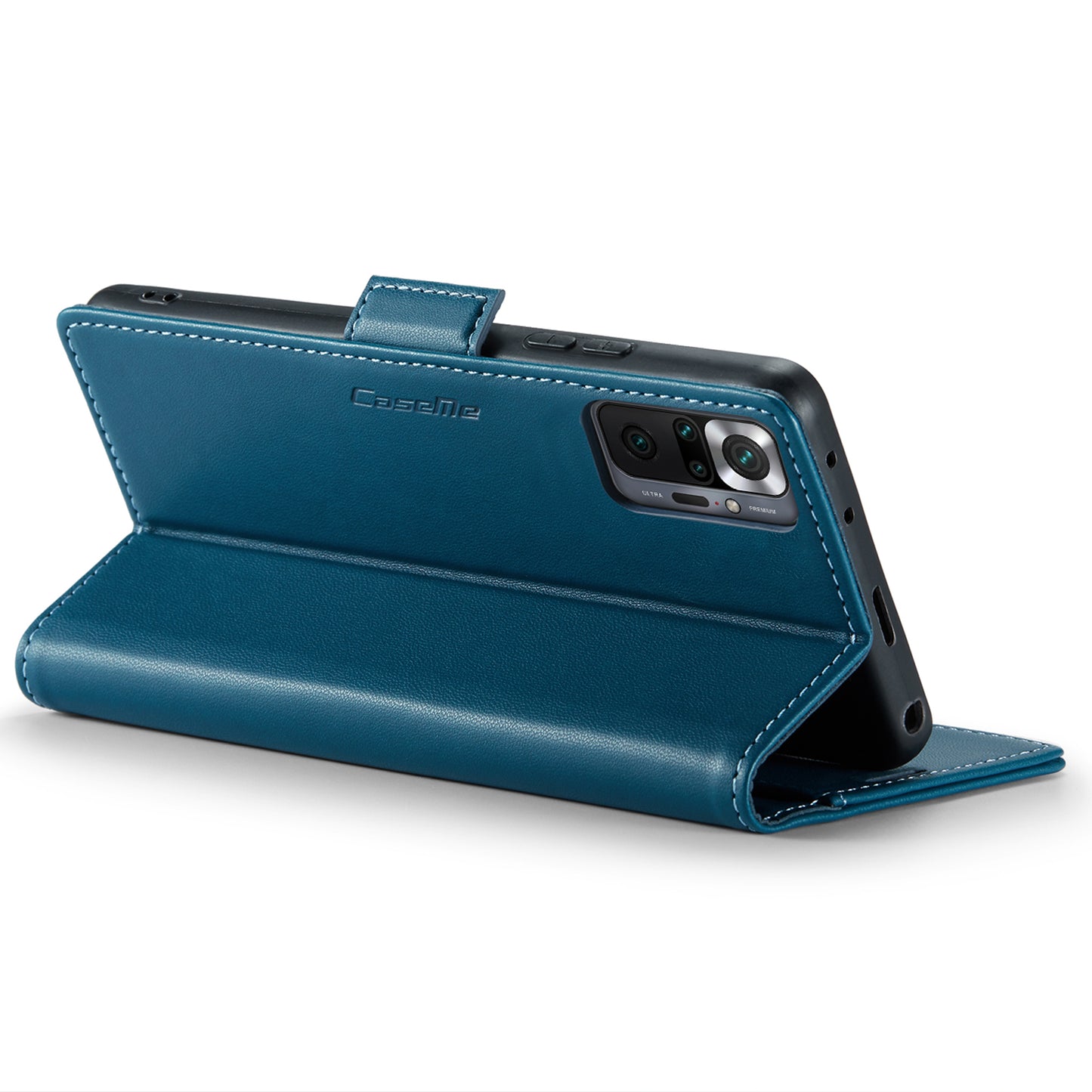 Caseme 023 Series Phone Case for Xiaomi Redmi Note 10 Pro 4G (India) / (Global) / Note 10 Pro Max 4G RFID Blocking Wallet Stand Leather Cover - Blue
