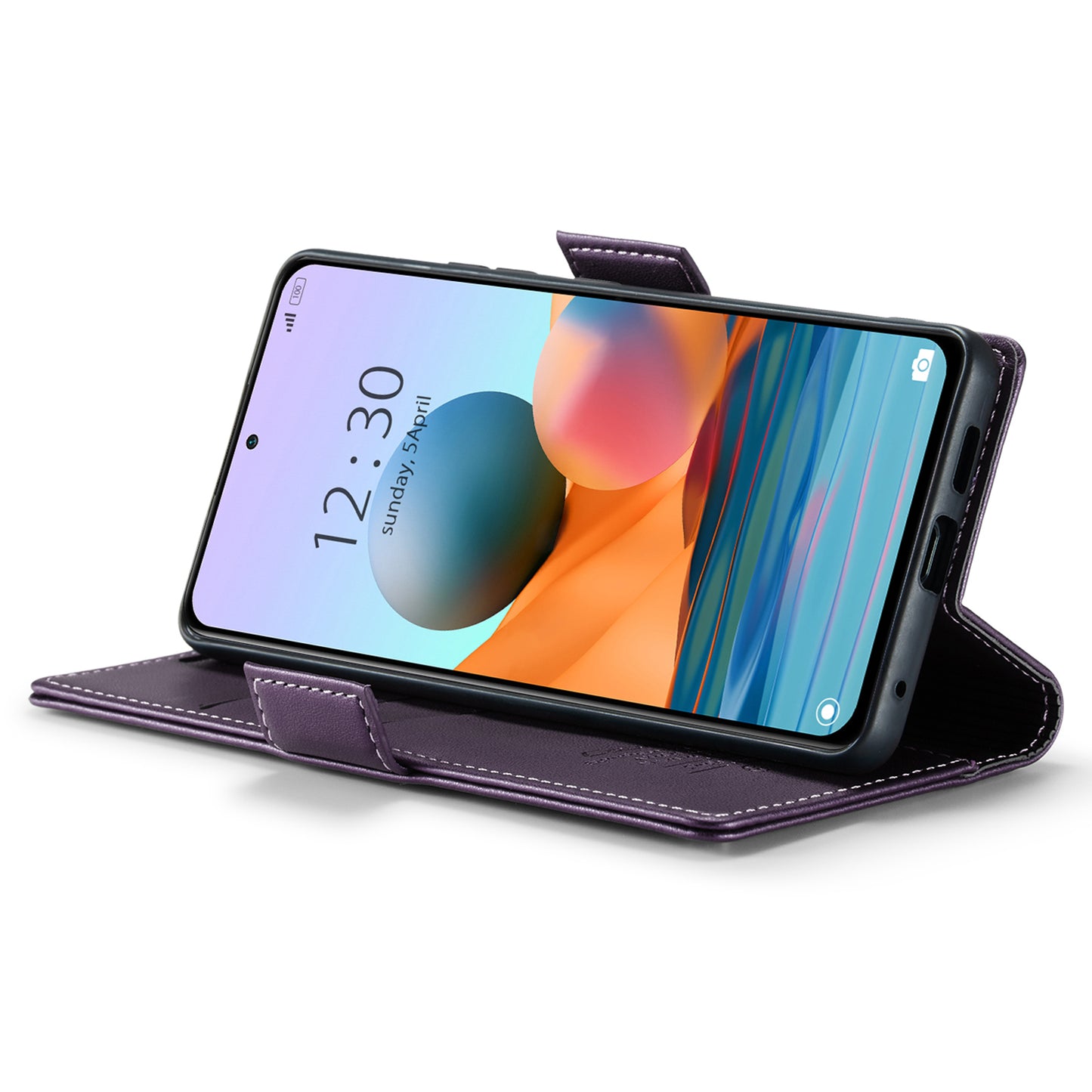 Caseme 023 Series Phone Case for Xiaomi Redmi Note 10 Pro 4G (India) / (Global) / Note 10 Pro Max 4G RFID Blocking Wallet Stand Leather Cover - Purple
