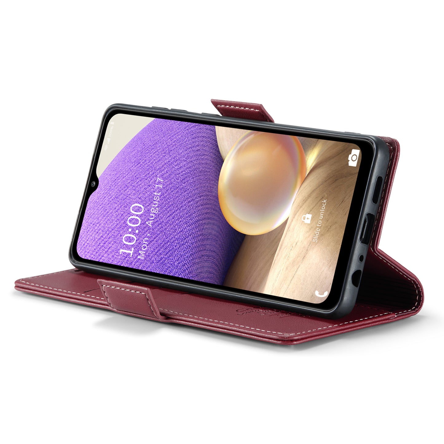 Caseme 023 Series For Samsung Galaxy A32 5G / M32 5G RFID Blocking Phone Wallet Case PU Leather Stand Phone Cover - Red