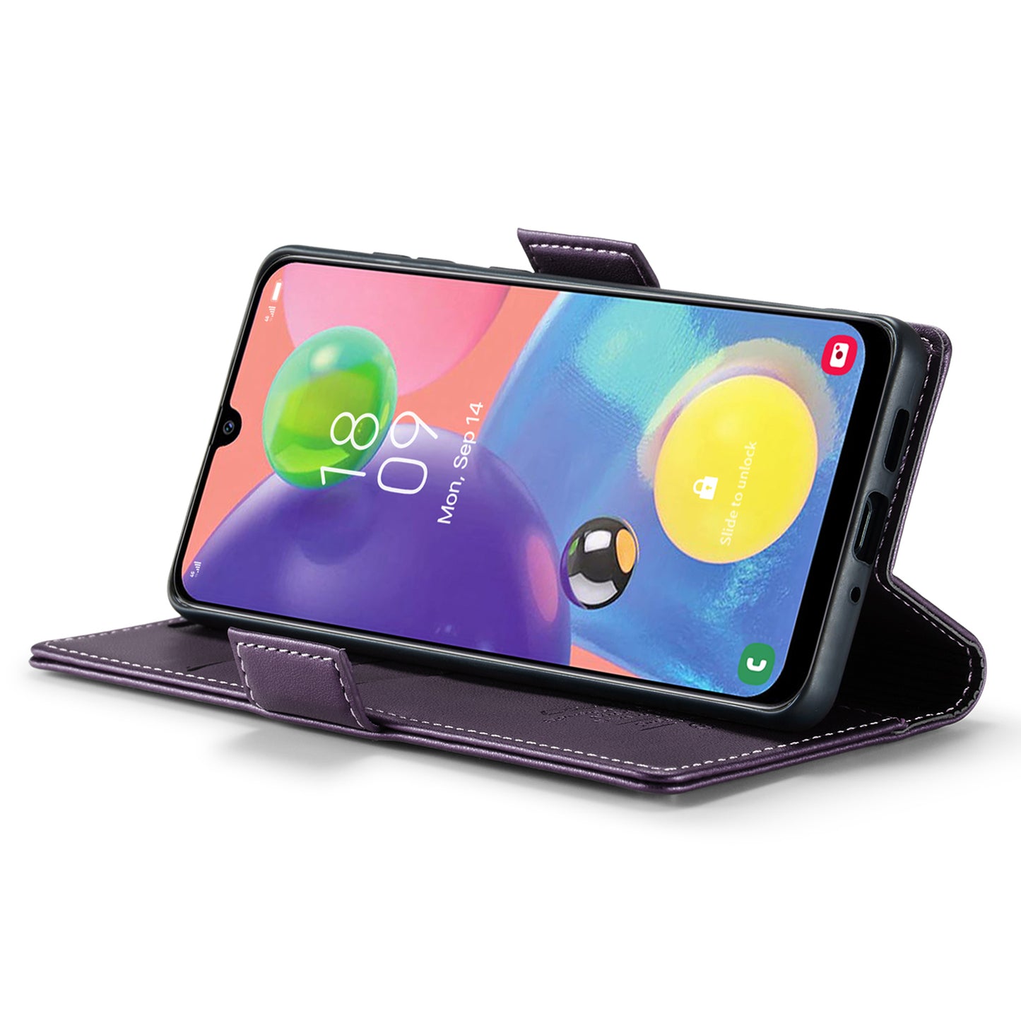 Caseme 023 Series For Samsung Galaxy A70 / A70s Wallet Stand Phone Leather Case RFID Blocking Phone Cover - Purple
