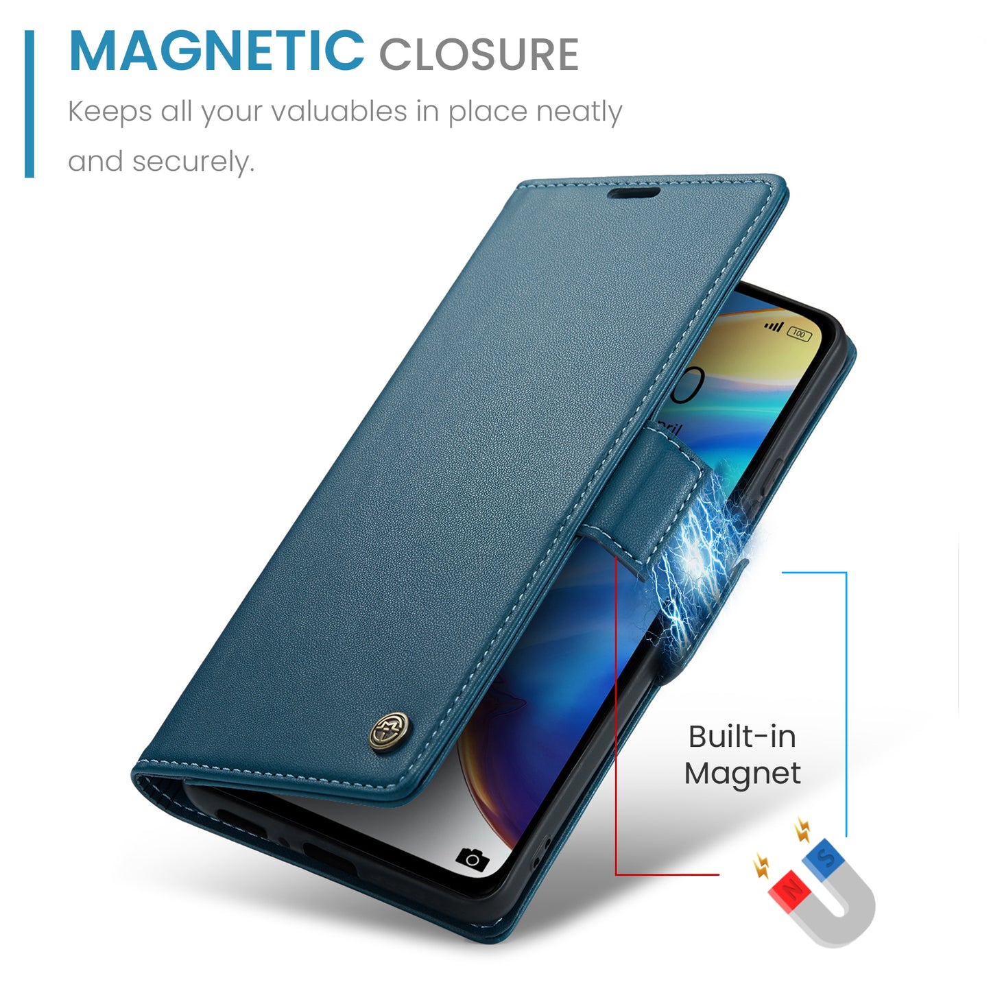 Caseme 023 Series For Xiaomi Mi 10T 5G / Mi 10T Pro 5G / Redmi K30S RFID Blocking PU Leather Wallet Case Stand Phone Cover - Blue