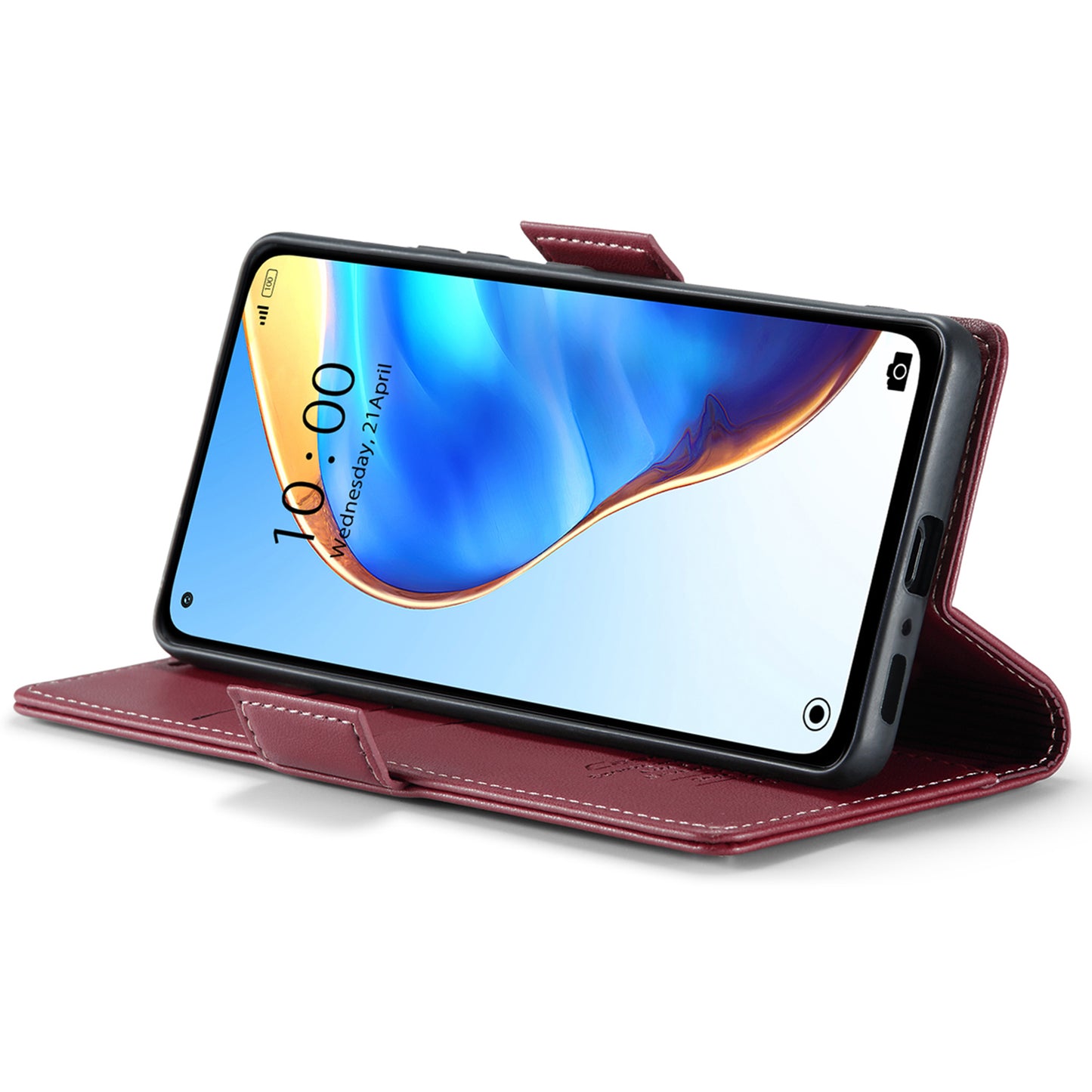 Caseme 023 Series For Xiaomi Mi 10T 5G / Mi 10T Pro 5G / Redmi K30S RFID Blocking PU Leather Wallet Case Stand Phone Cover - Red