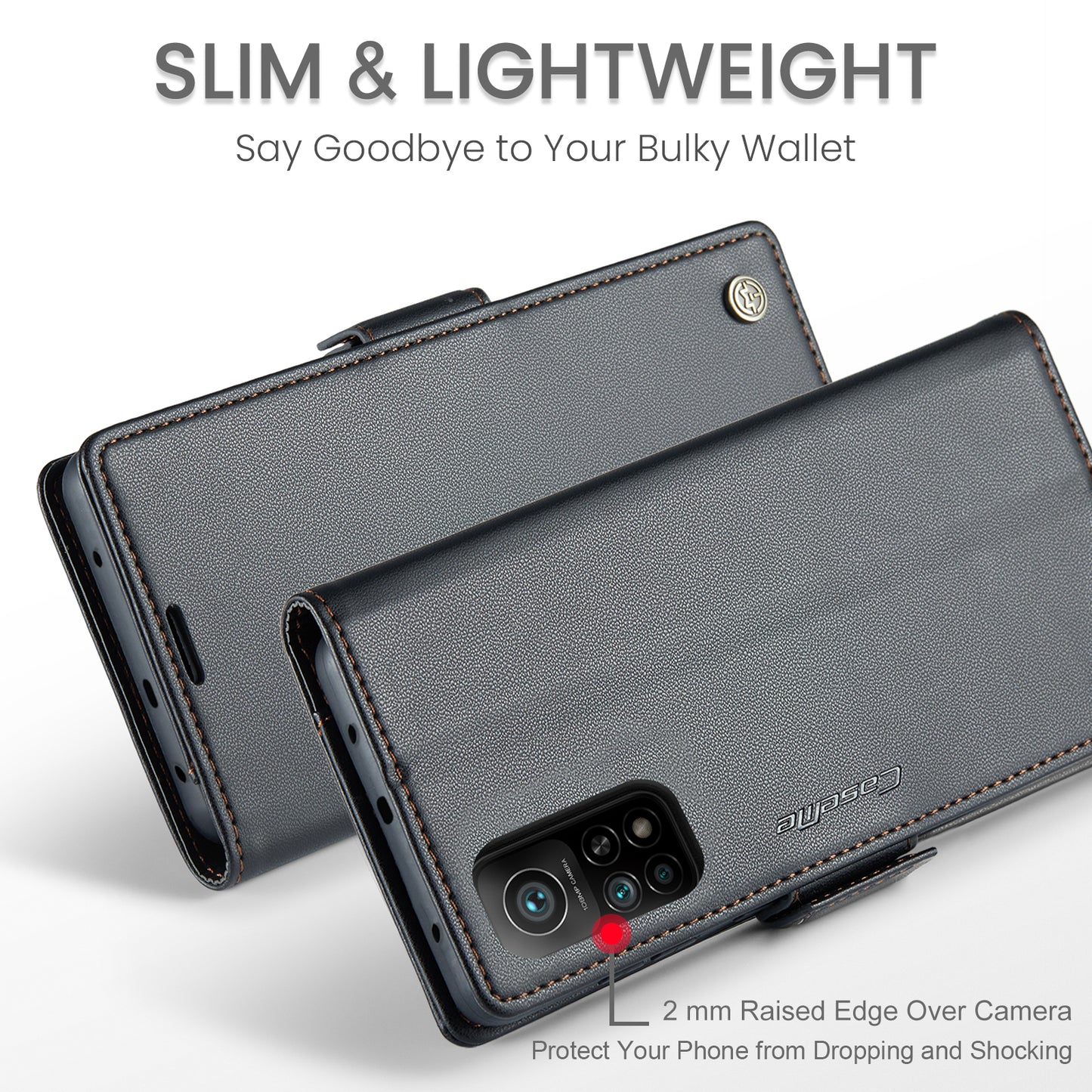 Caseme 023 Series For Xiaomi Mi 10T 5G / Mi 10T Pro 5G / Redmi K30S RFID Blocking PU Leather Wallet Case Stand Phone Cover - Black