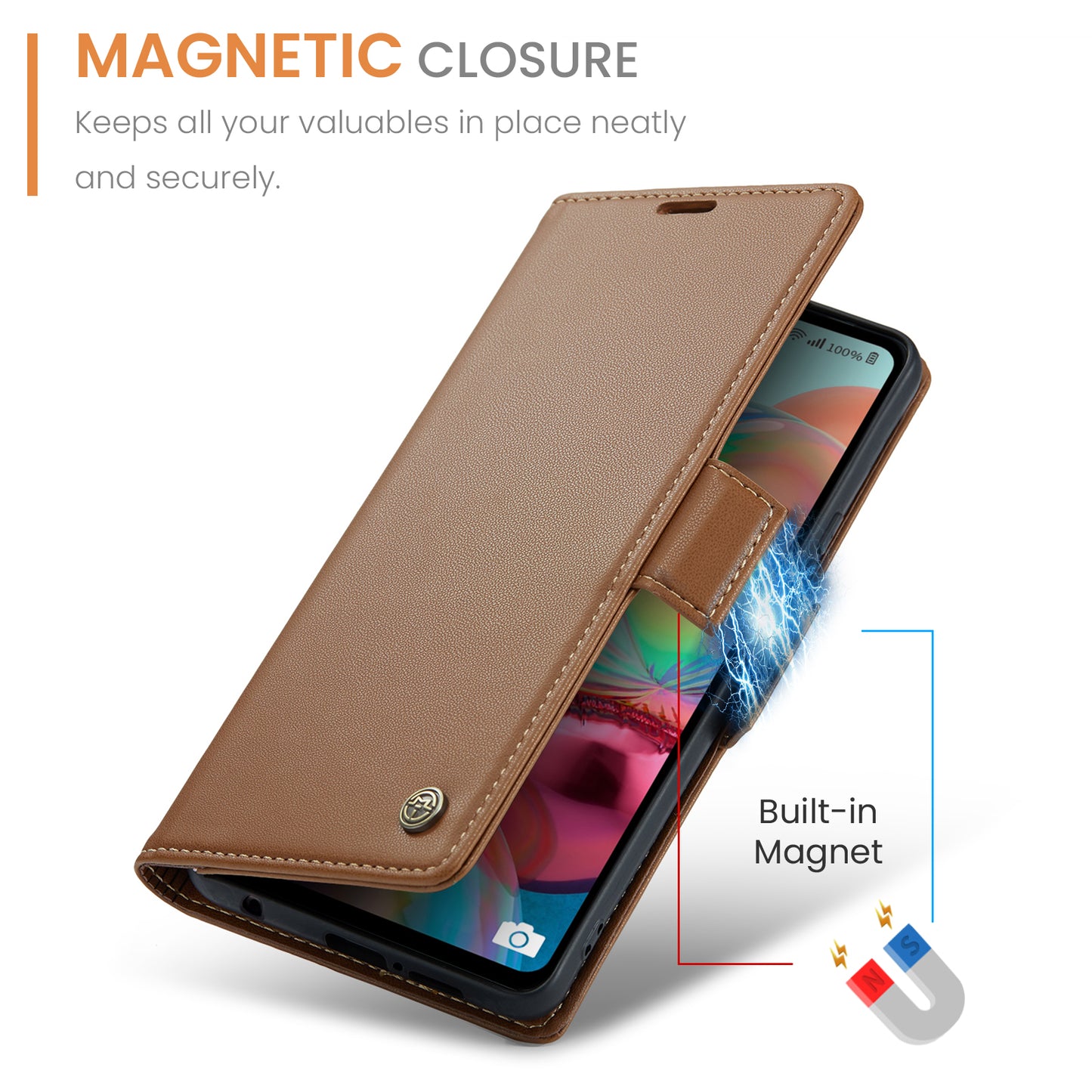 Caseme 023 Series For Samsung Galaxy A71 4G SM-A715 PU Leather Stand Phone Case RFID Blocking Wallet Cover - Brown