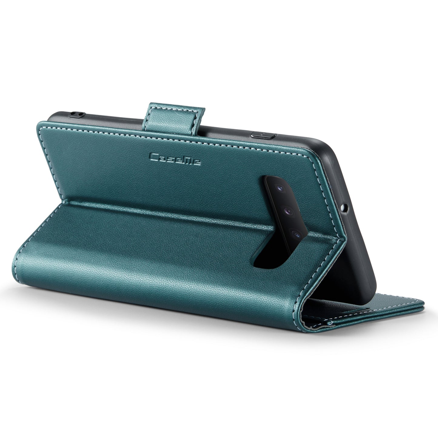 Caseme 023 Series For Samsung Galaxy S10 Plus RFID Blocking Leather Case Wallet Stand Phone Cover - Green