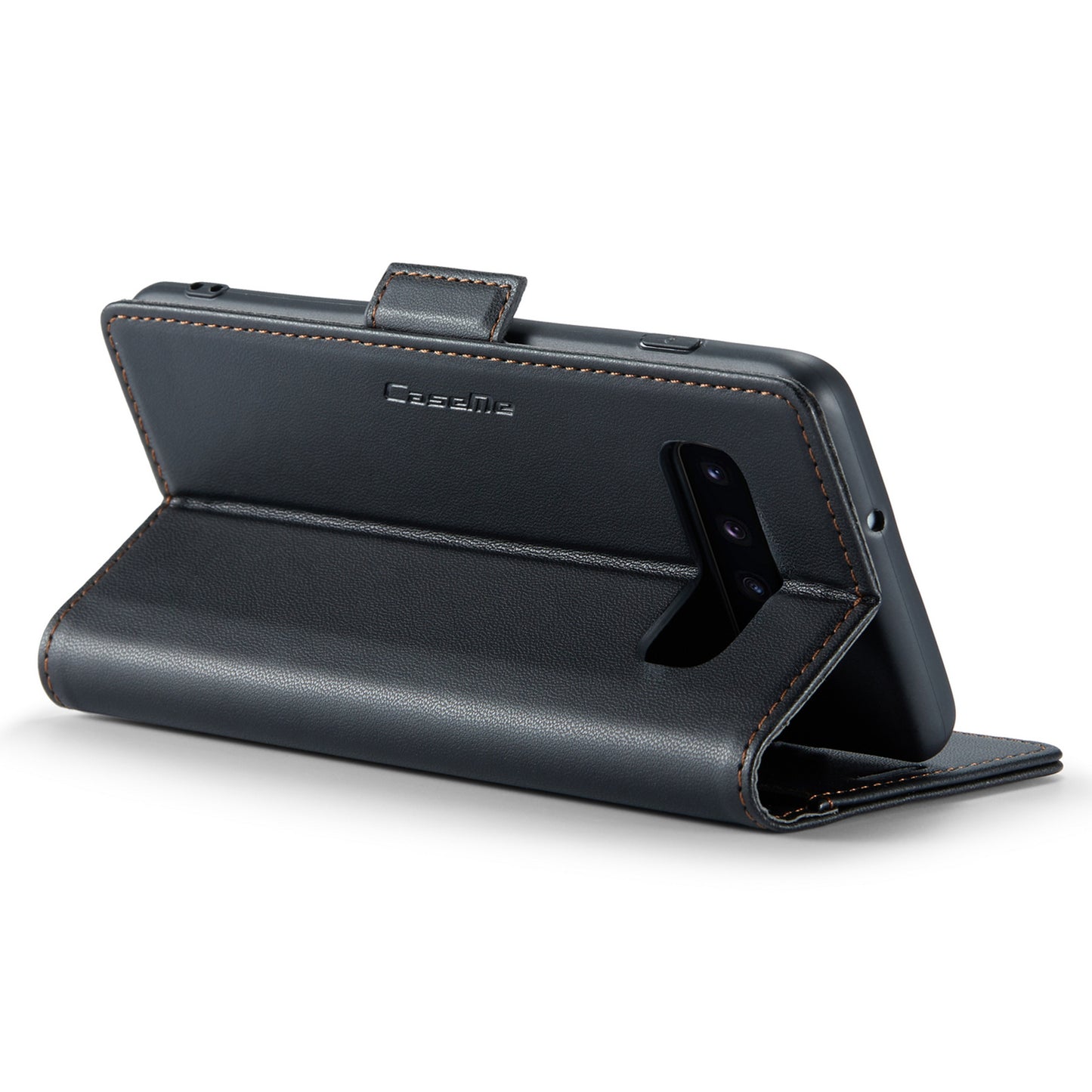 Caseme 023 Series For Samsung Galaxy S10 Plus RFID Blocking Leather Case Wallet Stand Phone Cover - Black