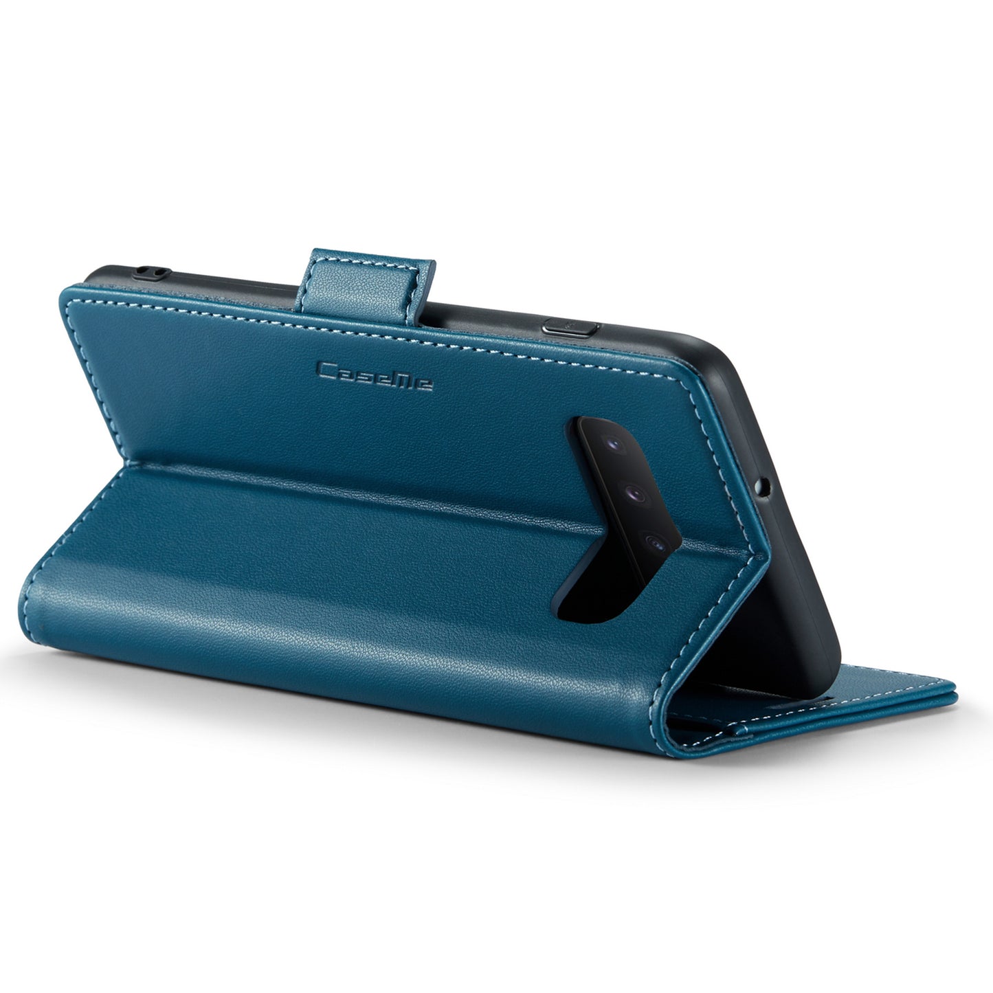 Caseme 023 Series For Samsung Galaxy S10 Plus RFID Blocking Leather Case Wallet Stand Phone Cover - Blue