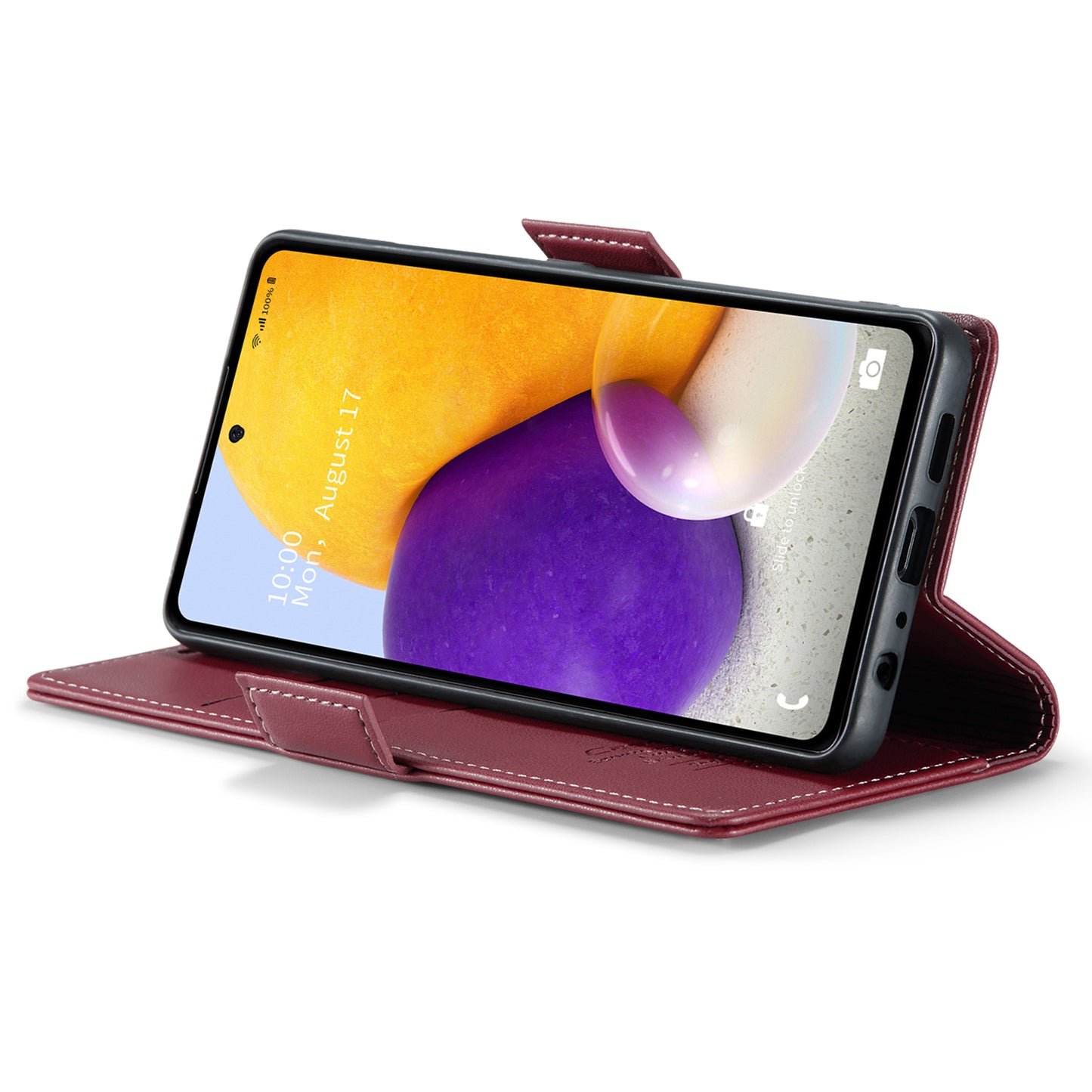 Caseme 023 Series For Samsung Galaxy A72 4G / 5G RFID Blocking Phone Leather Case Wallet Stand Cover - Red