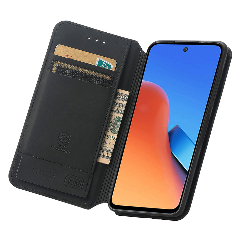 Caseneo 001 Series for Xiaomi Redmi 12 4G Pattern Printing Leather Case RFID Blocking Wallet Phone Cover - Emerald