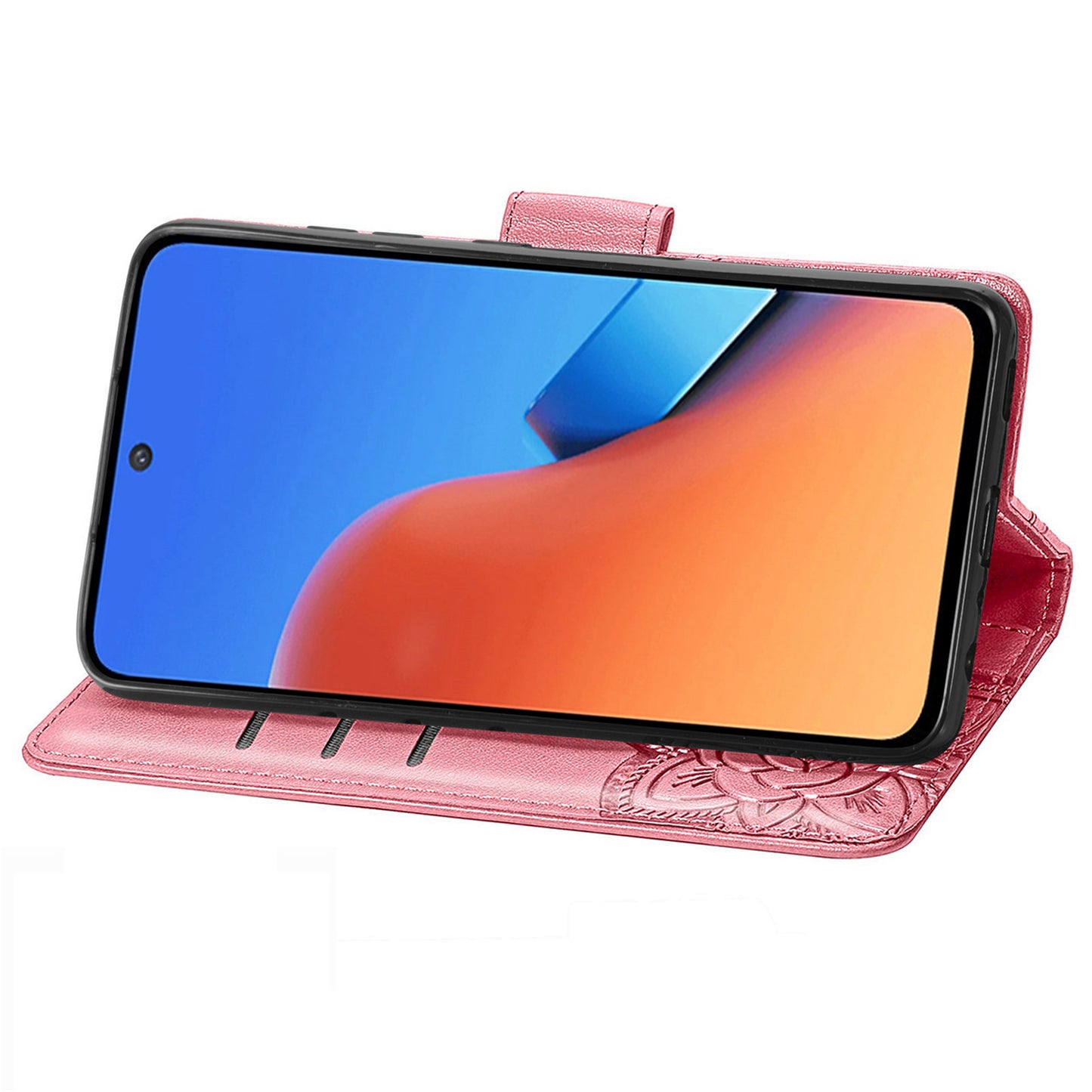 Uniqkart for Xiaomi Redmi 12 4G PU Leather Wallet Case Butterfly Imprinted Phone Cover with Stand - Pink