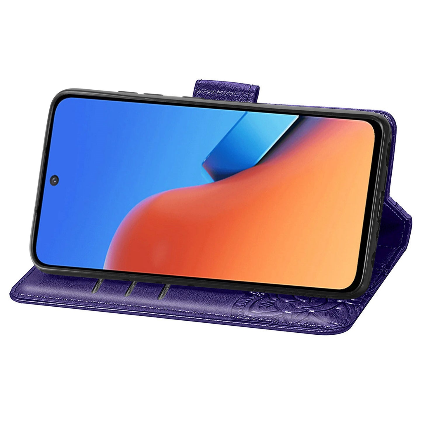 Uniqkart for Xiaomi Redmi 12 4G PU Leather Wallet Case Butterfly Imprinted Phone Cover with Stand - Purple