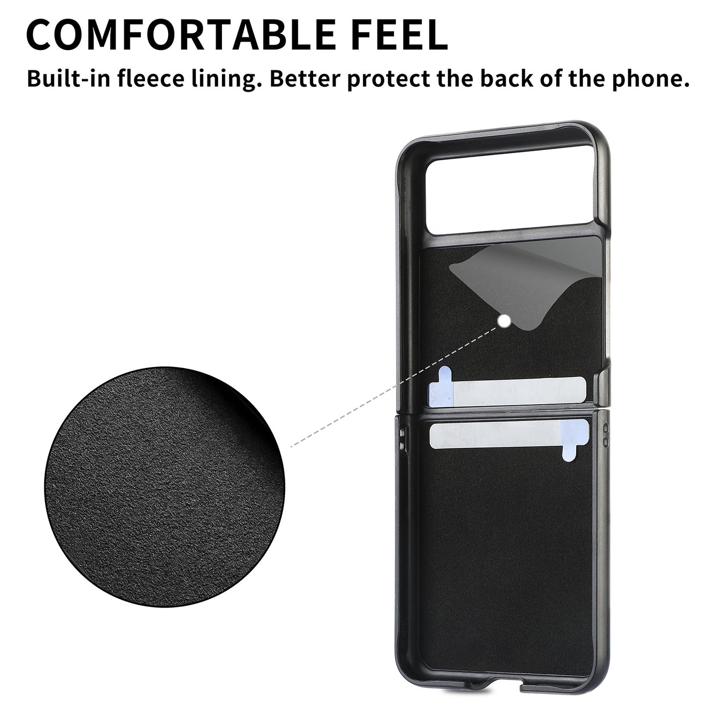 Uniqkart for Motorola Razr 40 5G Phone Case PU Leather Coated PC Case Skin-Touch Protective Cover - Black