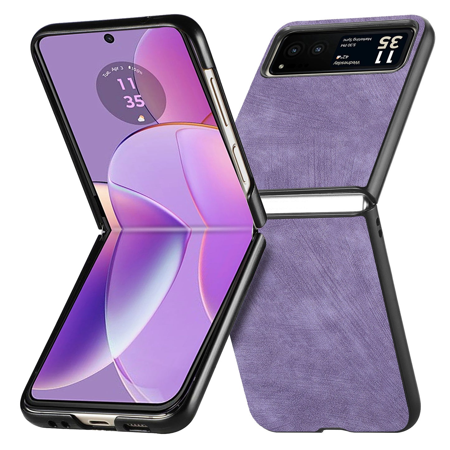 Uniqkart for Motorola Razr 40 5G Phone Case PU Leather Coated PC Case Skin-Touch Protective Cover - Light Purple