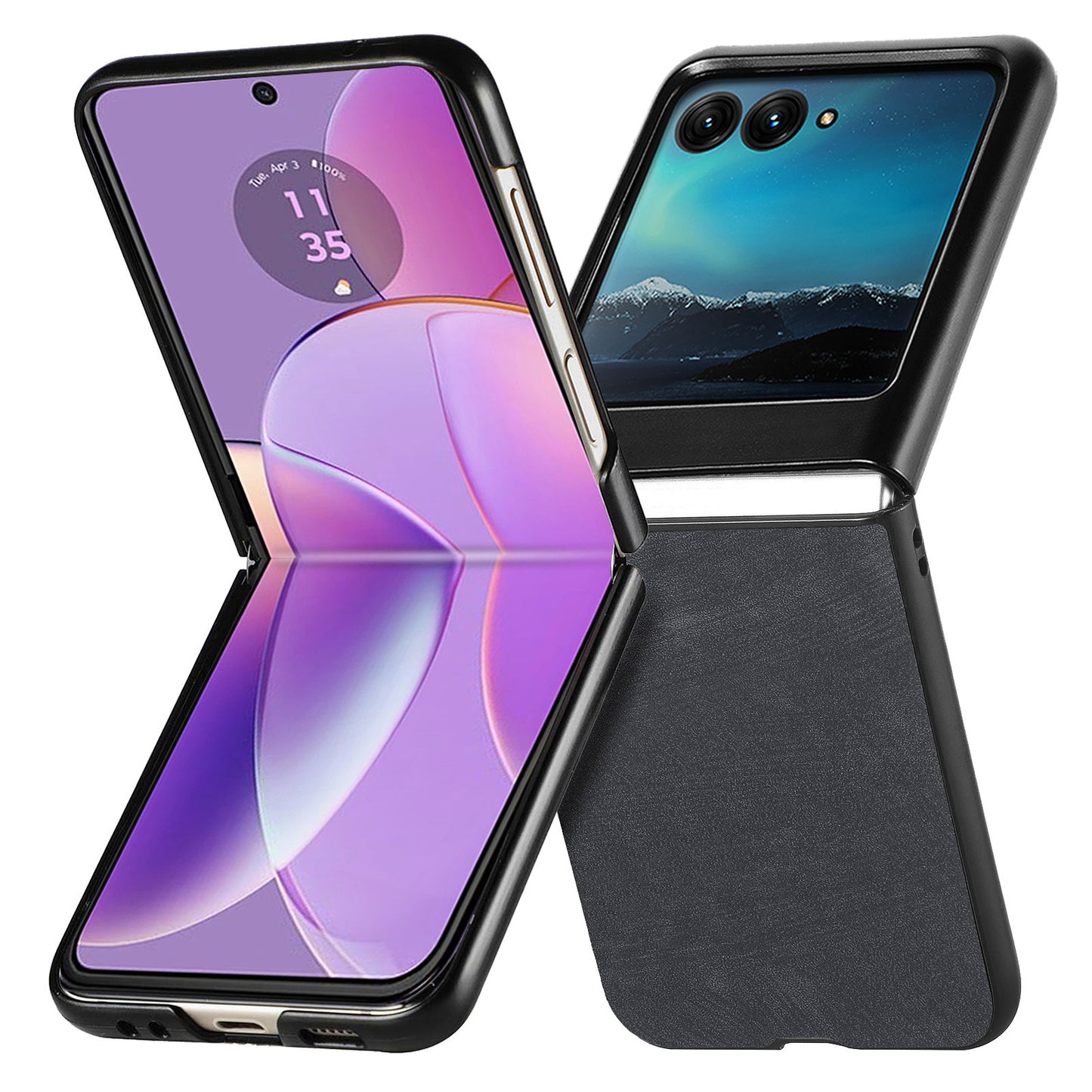 Uniqkart for Motorola Razr 40 Ultra 5G Skin-Touch Phone Case PU Leather Coated PC Case Protective Slim Cover - Black