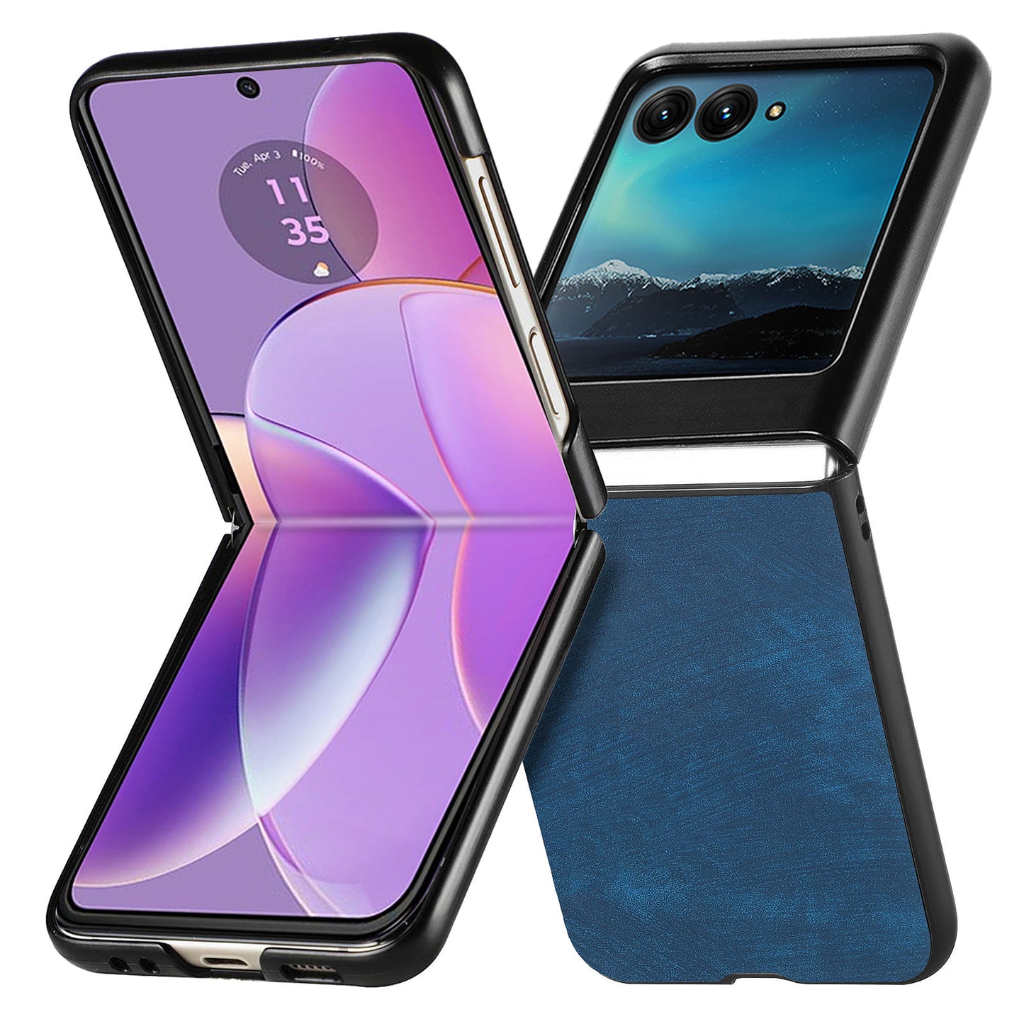 Uniqkart for Motorola Razr 40 Ultra 5G Skin-Touch Phone Case PU Leather Coated PC Case Protective Slim Cover - Dark Blue