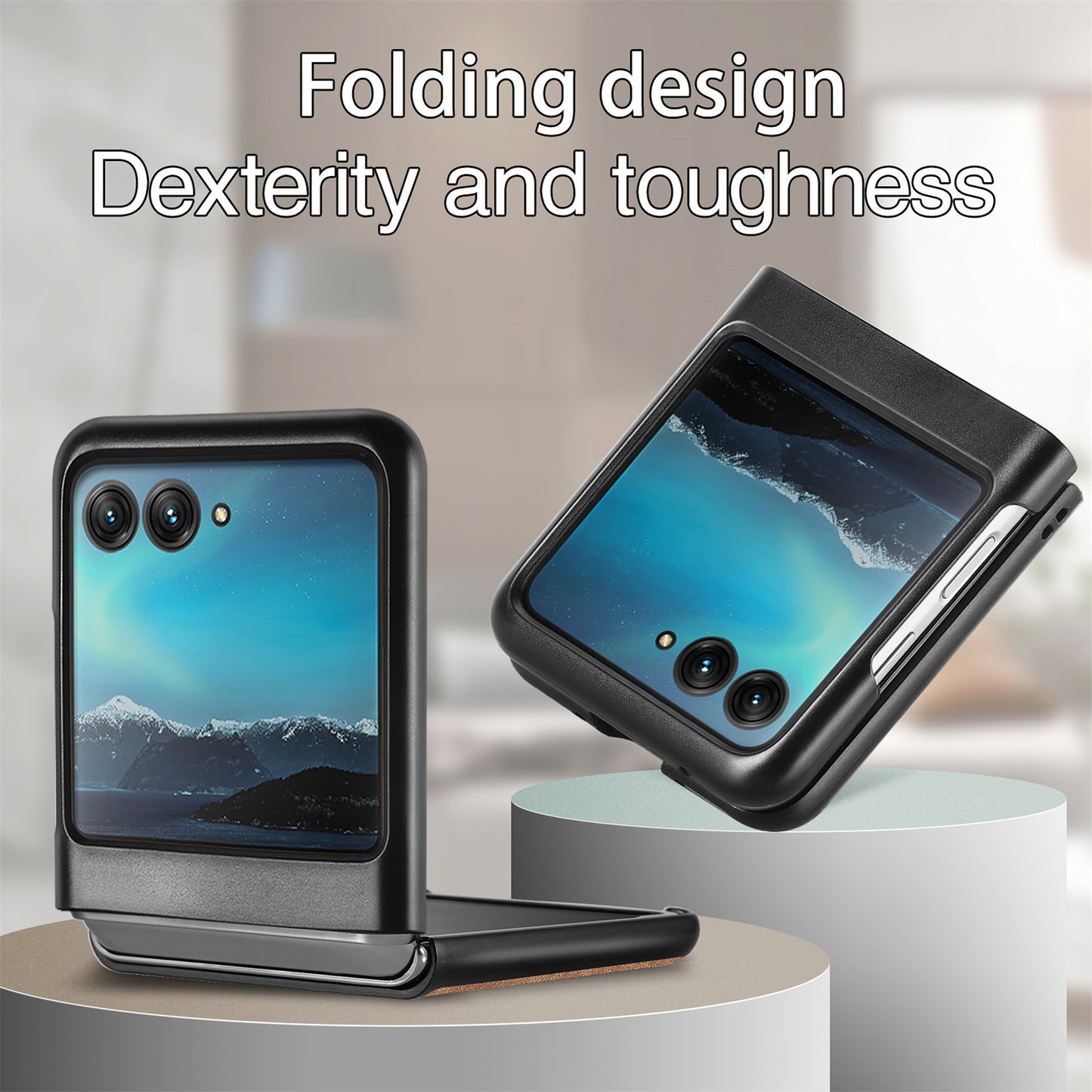 Uniqkart for Motorola Razr 40 Ultra 5G Skin-Touch Phone Case PU Leather Coated PC Case Protective Slim Cover - Brown