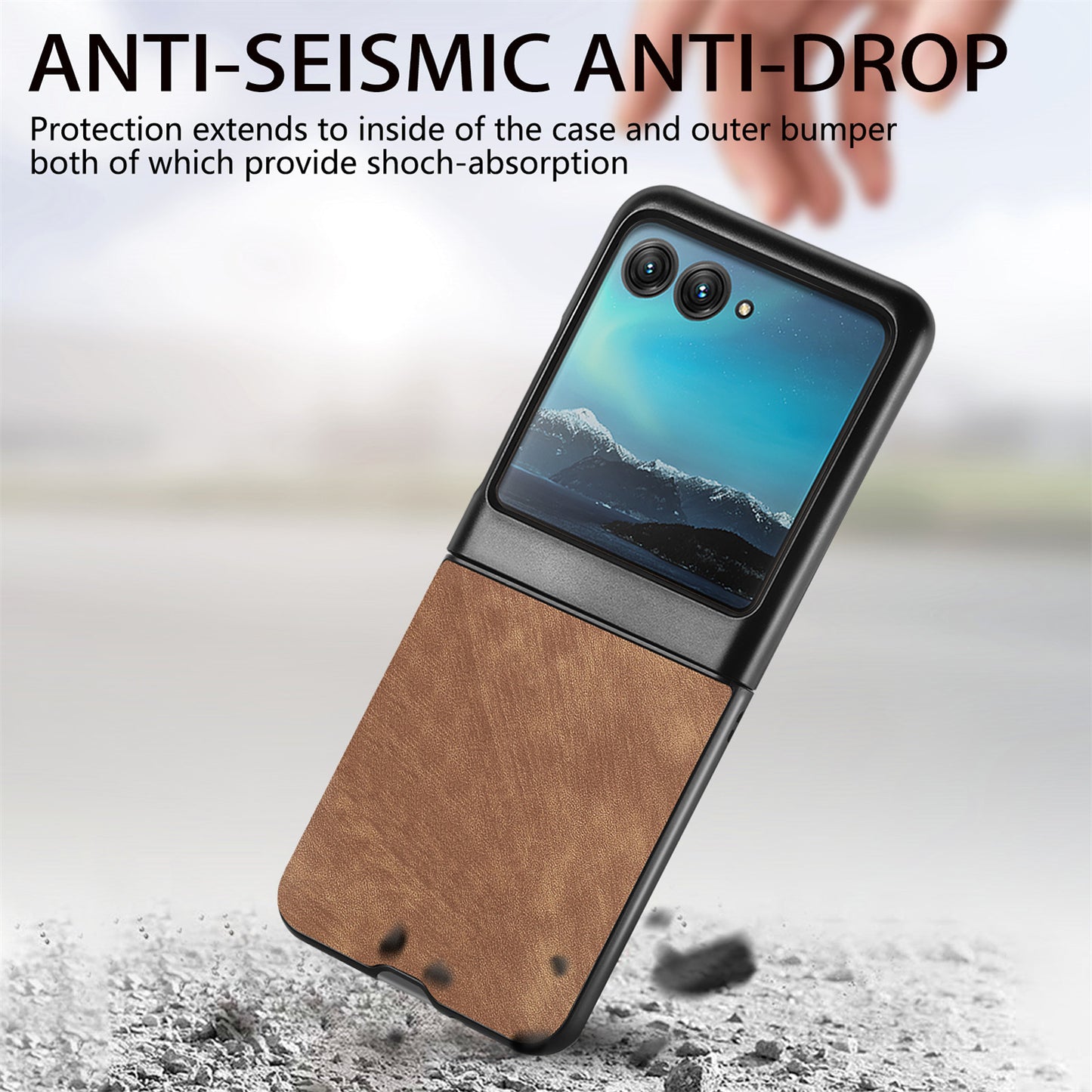 Uniqkart for Motorola Razr 40 Ultra 5G Skin-Touch Phone Case PU Leather Coated PC Case Protective Slim Cover - Brown