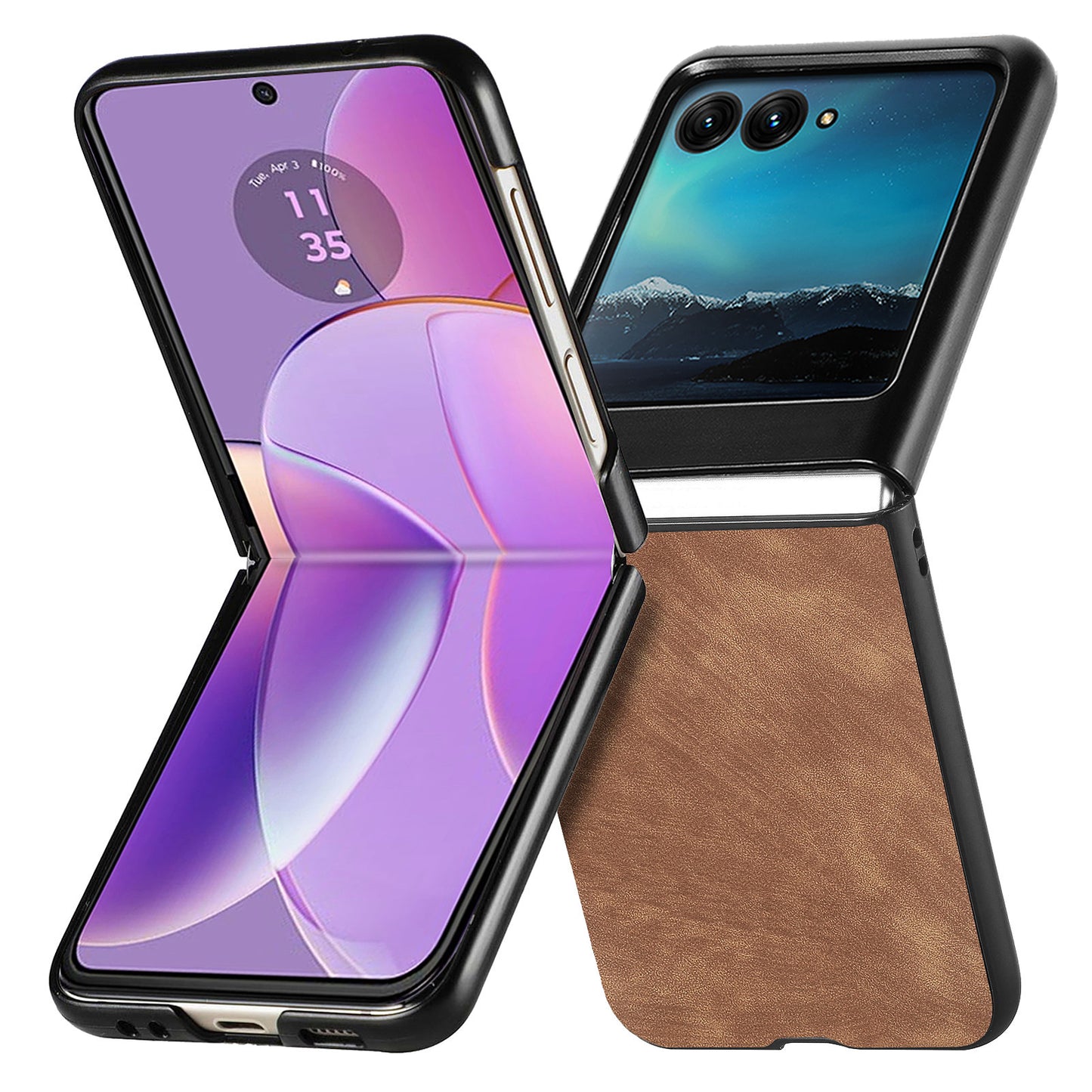 Uniqkart for Motorola Razr 40 Ultra 5G Skin-Touch Phone Case PU Leather Coated PC Case Protective Slim Cover - Brown