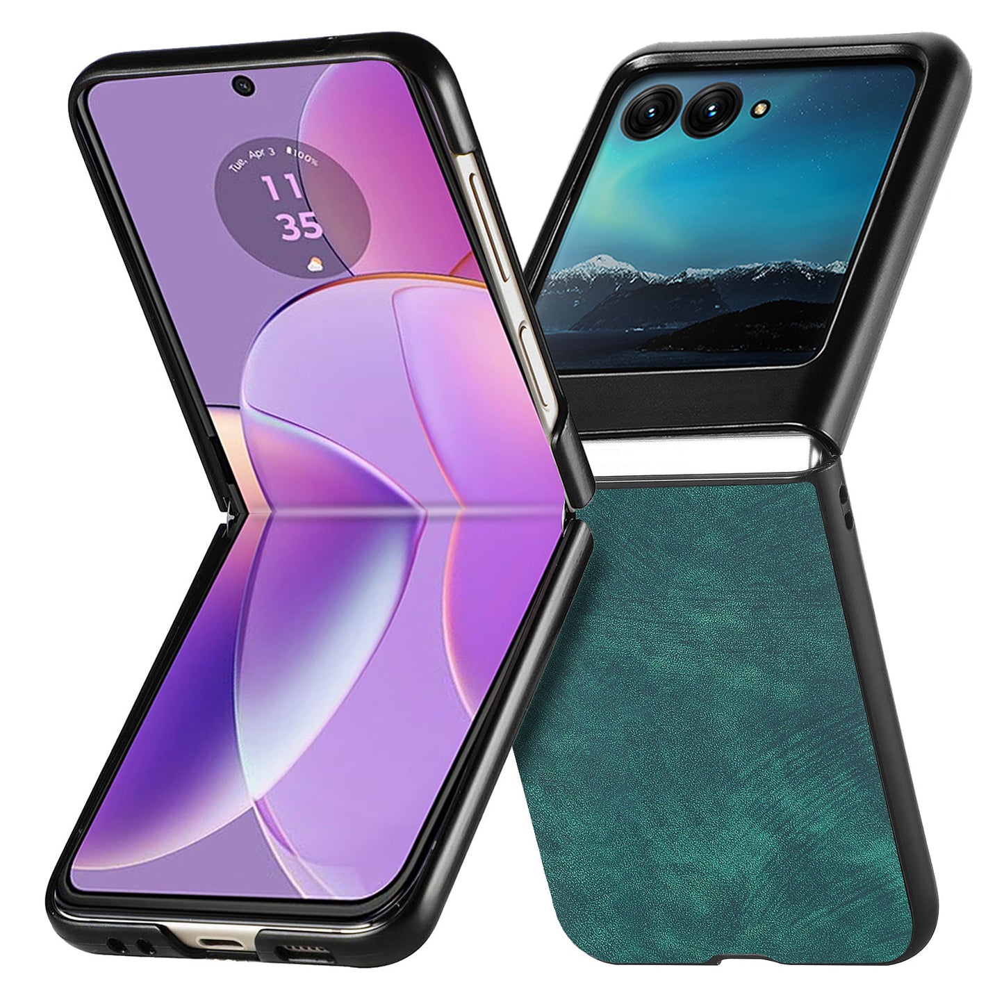 Uniqkart for Motorola Razr 40 Ultra 5G Skin-Touch Phone Case PU Leather Coated PC Case Protective Slim Cover - Green