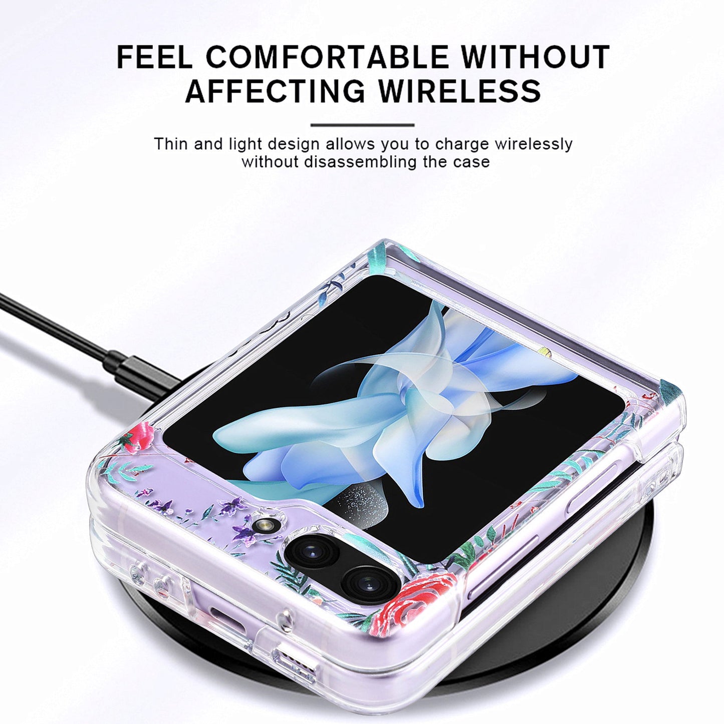 Uniqkart for Samsung Galaxy Z Flip5 5G Hard PC Phone Case Butterfly Pattern Printing Shockproof Phone Cover - Yellow