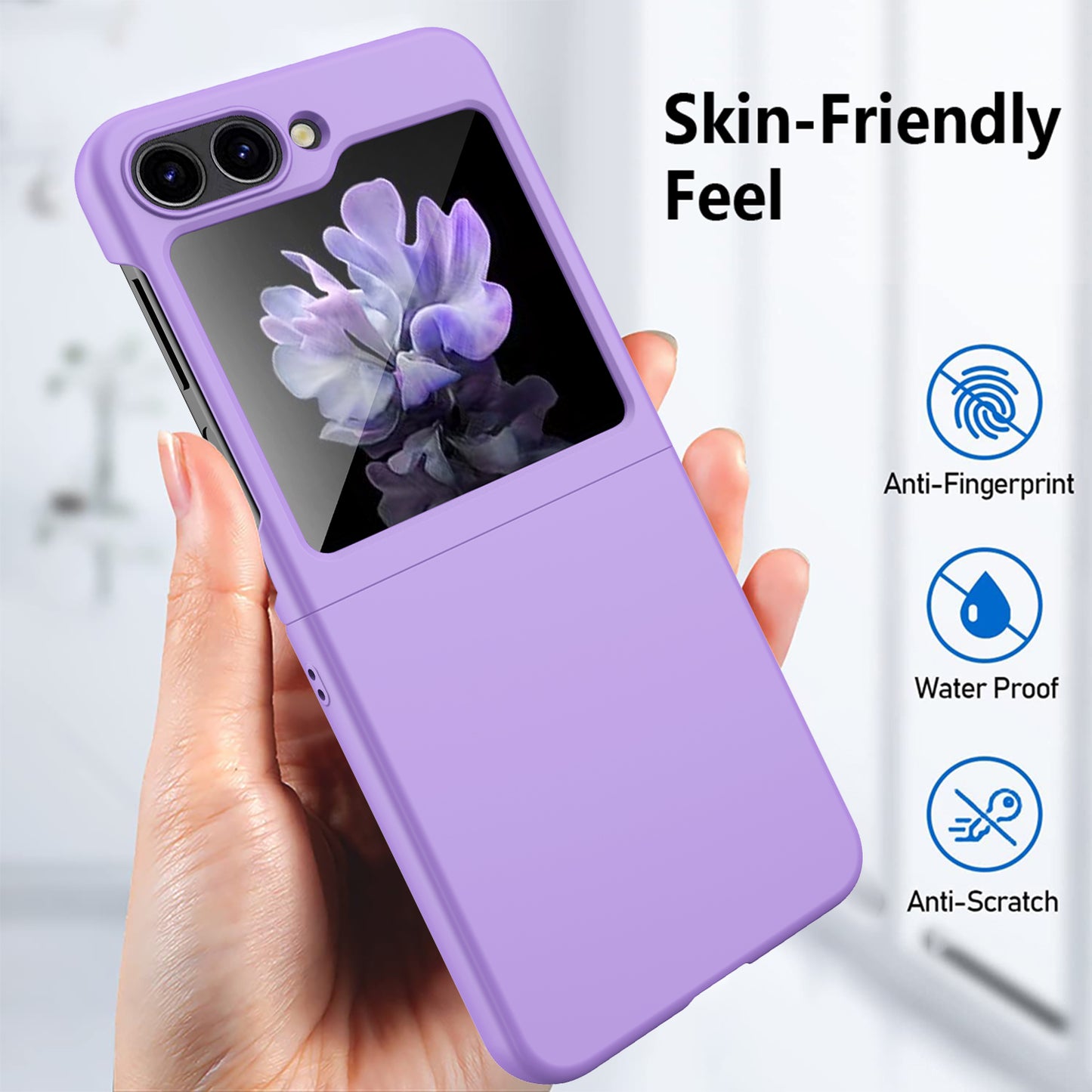 Uniqkart for Samsung Galaxy Z Flip5 5G Ultra Thin Hard PC Phone Case Rubberized Protective Cover - Rose Gold