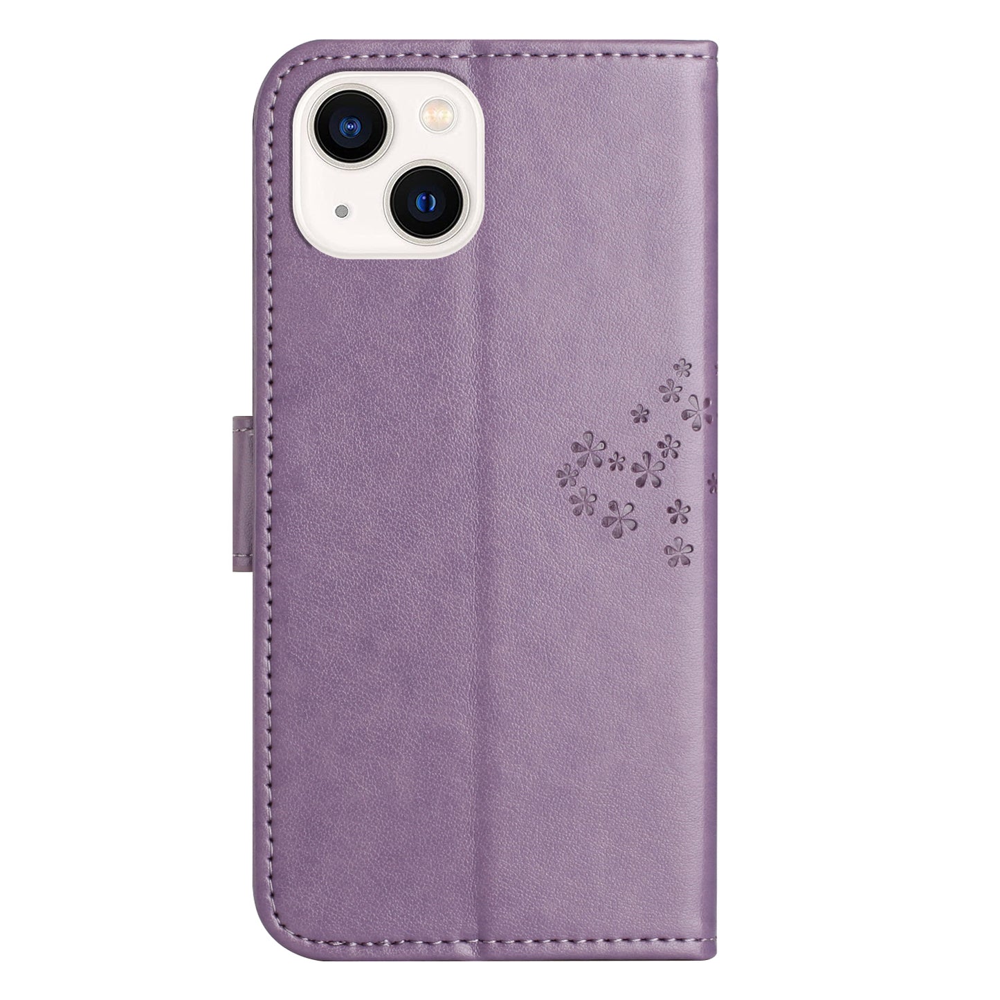 Phone Leather Case for iPhone 15 , Stand Wallet Owl Tree Imprinted Full Protection Phone Cover - Purple