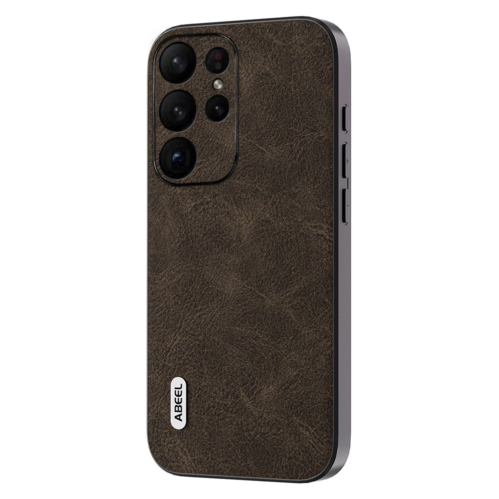 Uniqkart Shockproof Cover for Samsung Galaxy S23 Ultra PU Leather+PC+TPU Litchi Texture Phone Case - Khaki