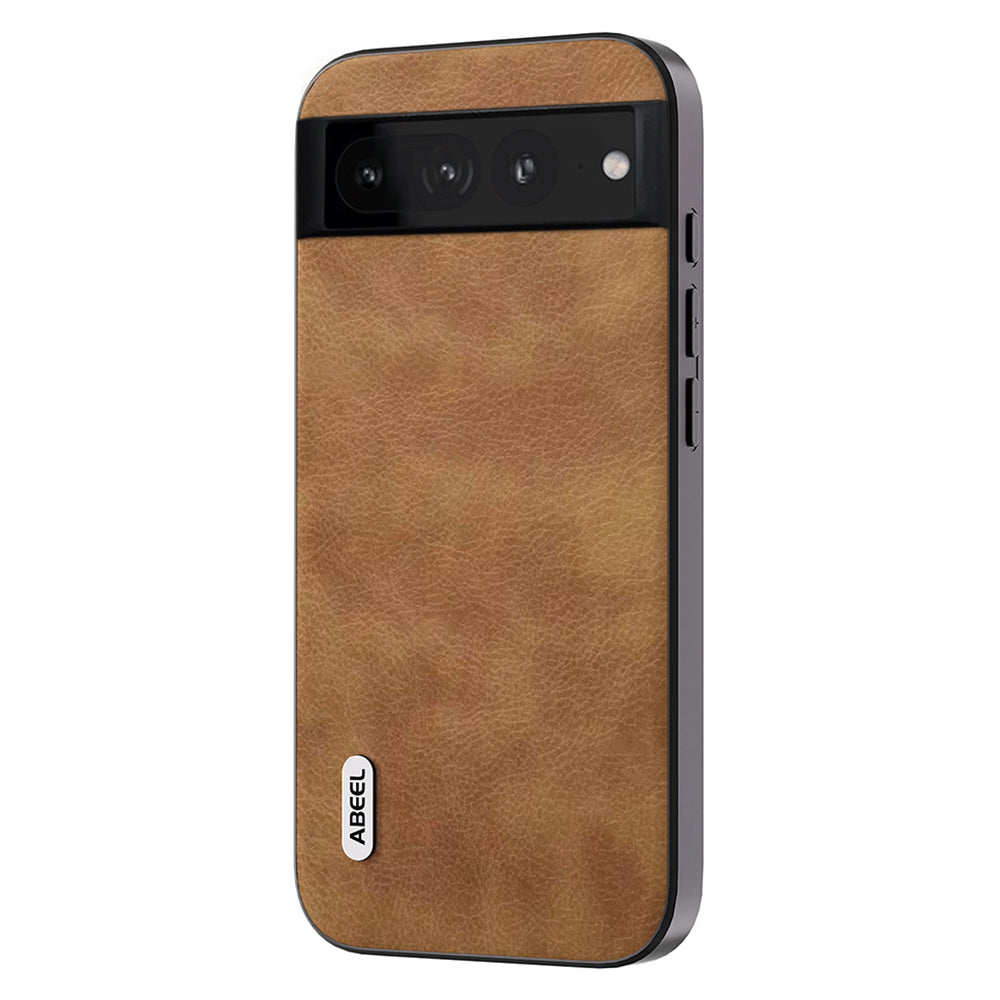 Uniqkart For Google Pixel 8 Retro Litchi Texture Phone Case PU Leather Coated TPU+PC Back Cover - Brown