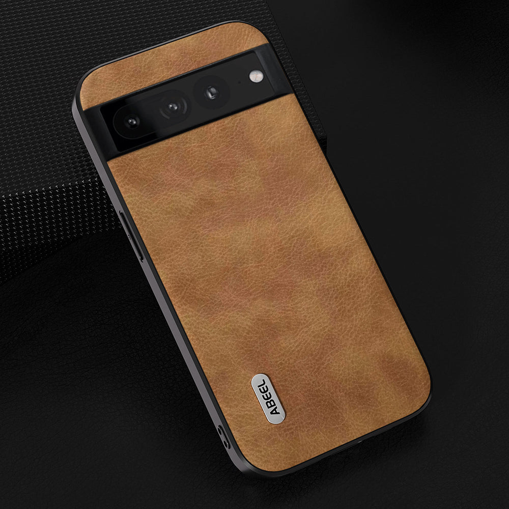 Uniqkart For Google Pixel 8 Retro Litchi Texture Phone Case PU Leather Coated TPU+PC Back Cover - Brown