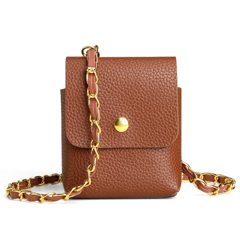 Uniqkart for Samsung Galaxy Z Flip3 5G / Z Flip4 5G / Z Flip5 5G Crossbody Phone Bag Leather Phone Cover with Chain Shoulder Strap - Brown
