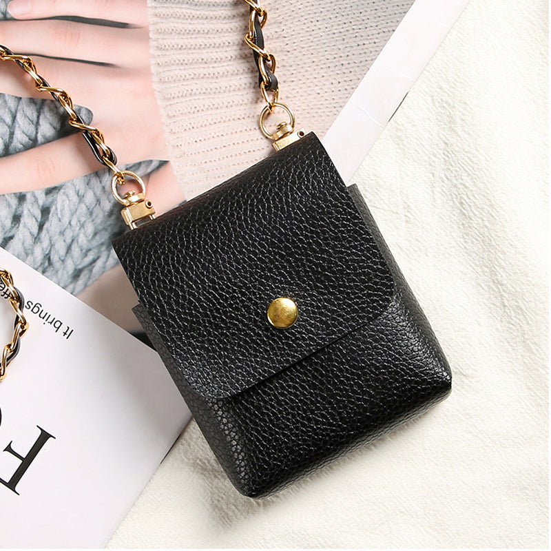 Uniqkart for Samsung Galaxy Z Flip3 5G / Z Flip4 5G / Z Flip5 5G Crossbody Phone Bag Leather Phone Cover with Chain Shoulder Strap - Black