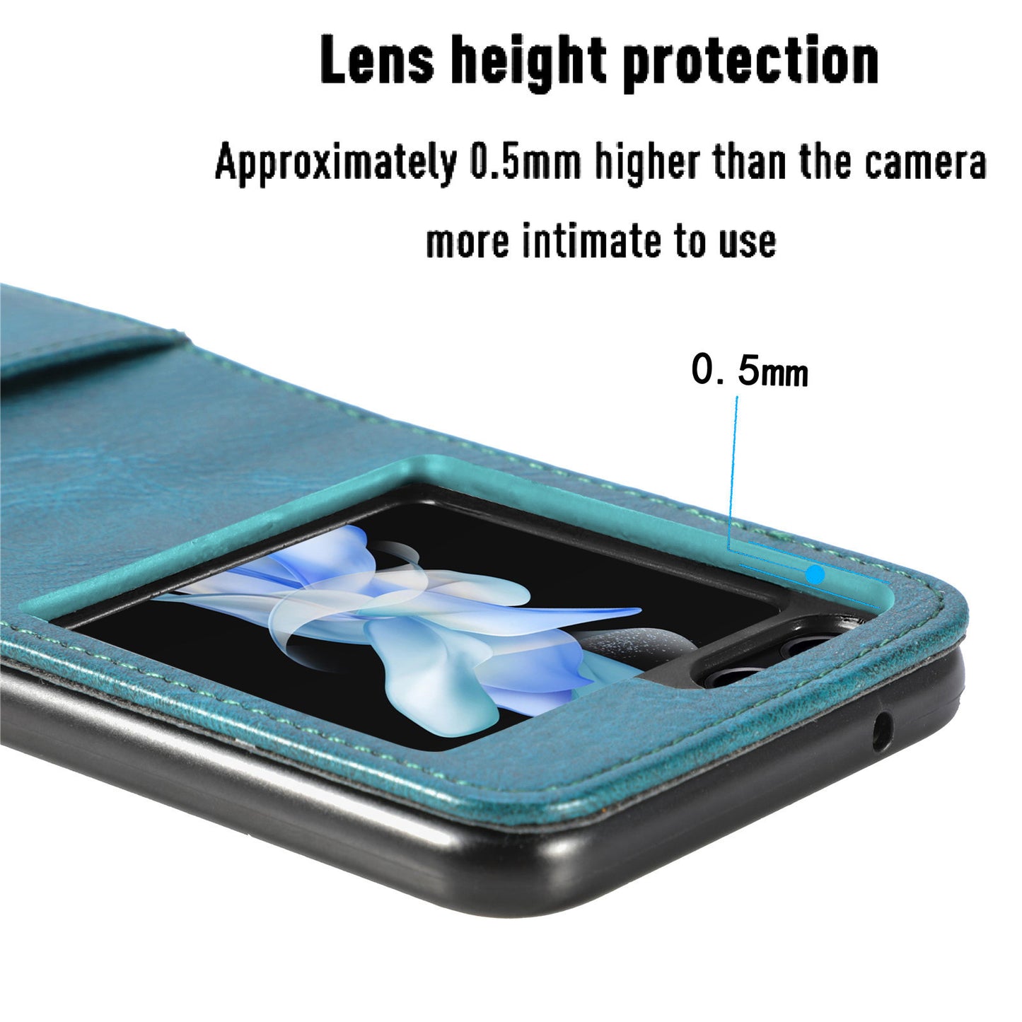 Uniqkart for Samsung Galaxy Z Flip5 5G Wallet Design Phone Case PU Leather+PC Cell Phone Cover - Black