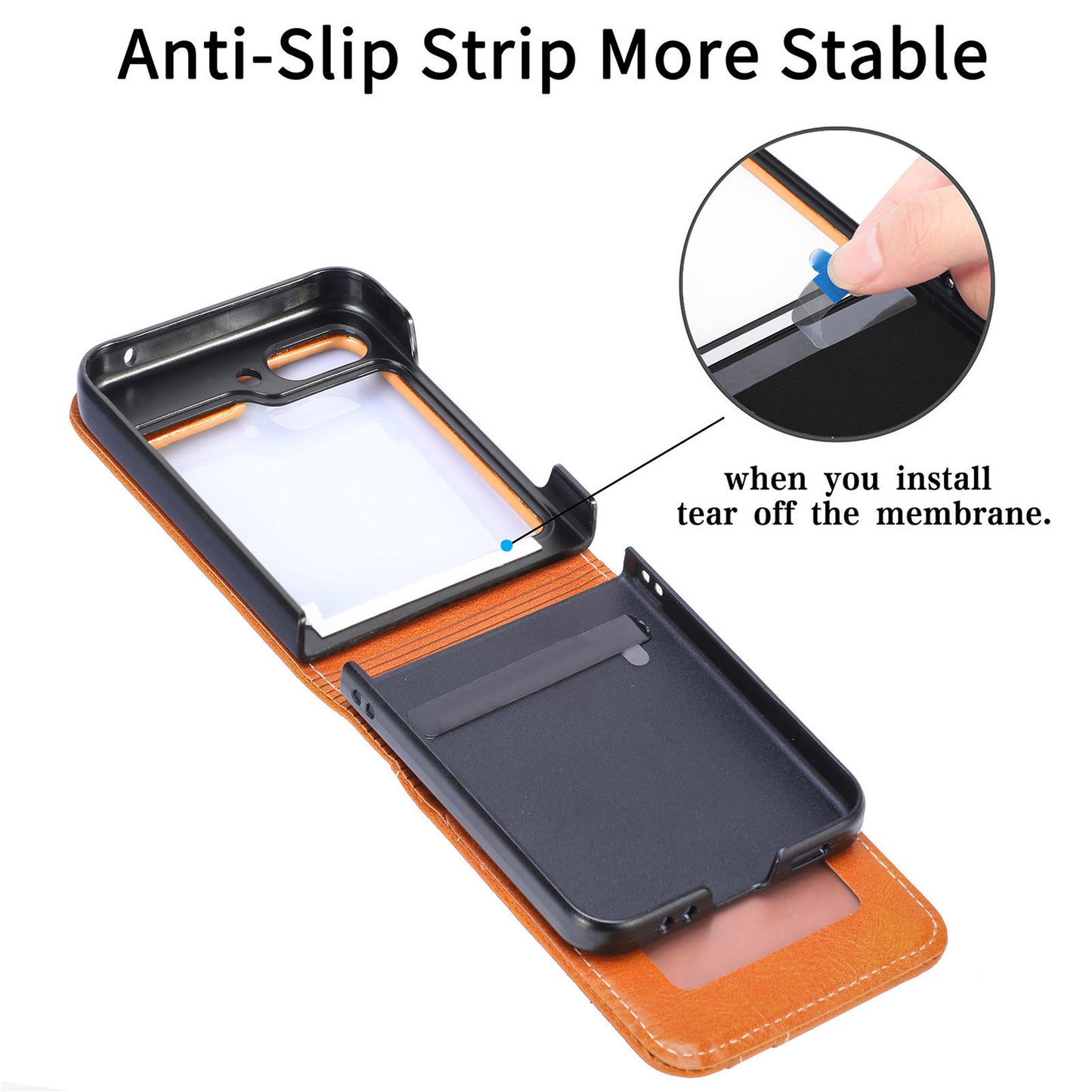 Uniqkart for Samsung Galaxy Z Flip5 5G Wallet Design Phone Case PU Leather+PC Cell Phone Cover - Black