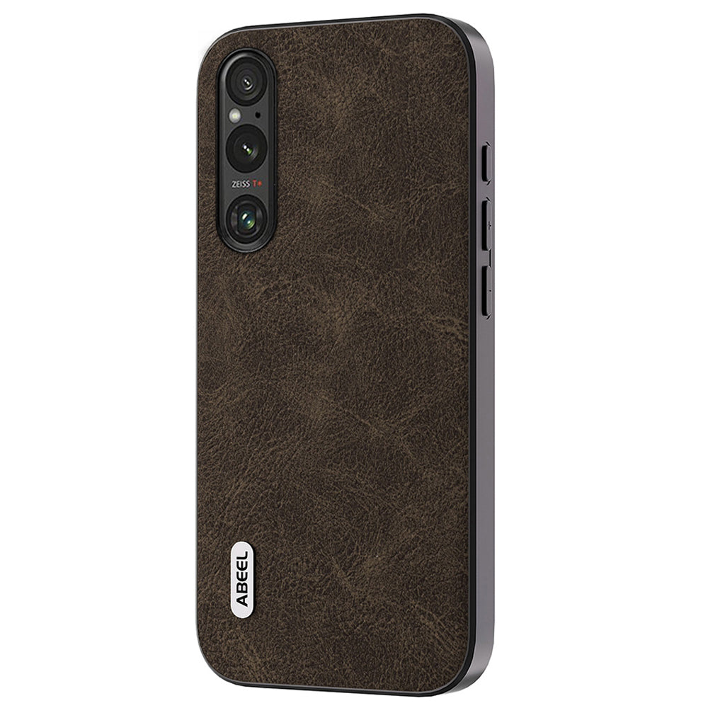 Uniqkart Back Protector for Sony Xperia 1 IV 5G PU Leather+PC+TPU Litchi Texture Scratch Proof Phone Case - Khaki