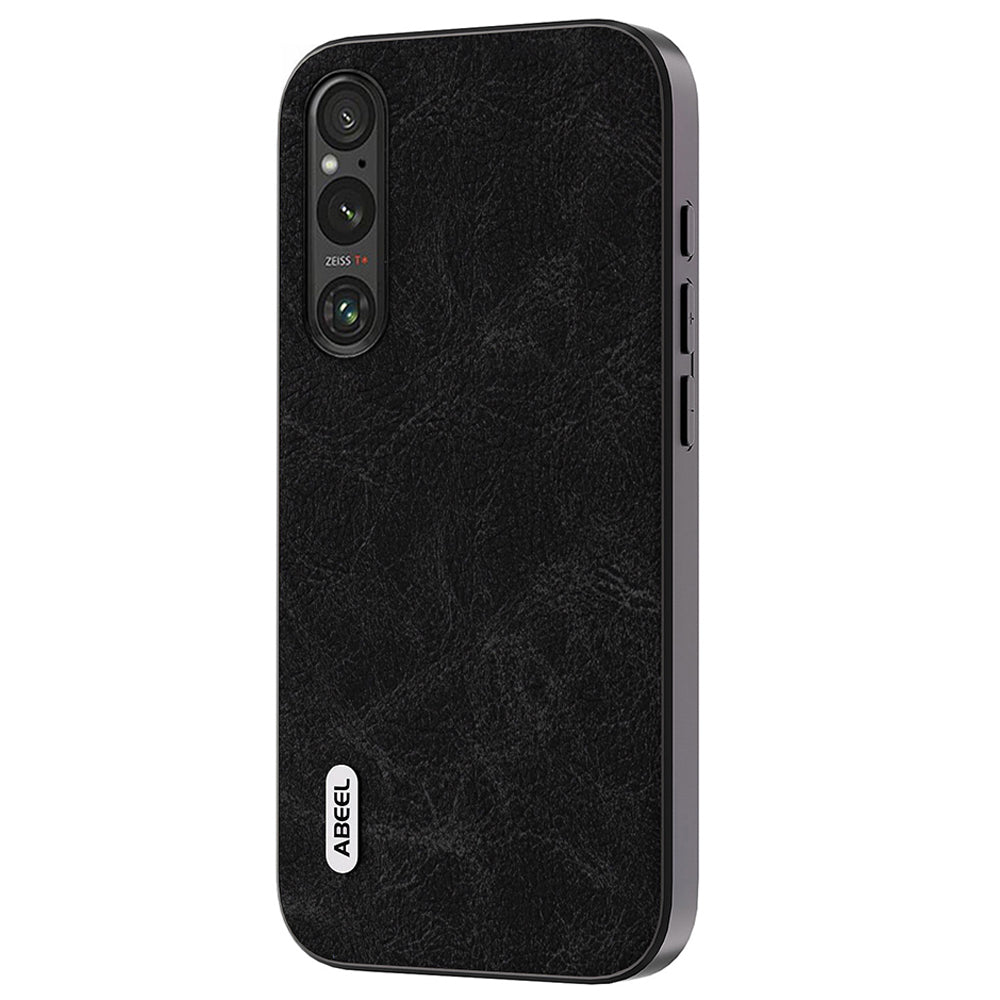 Uniqkart Back Protector for Sony Xperia 1 IV 5G PU Leather+PC+TPU Litchi Texture Scratch Proof Phone Case - Black