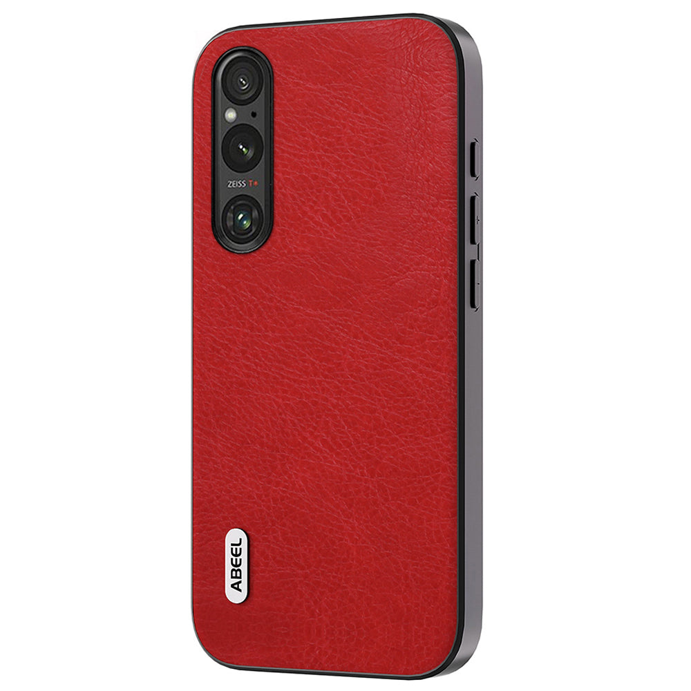 Uniqkart Phone Case for Sony Xperia 1 IV 5G Retro Litchi Texture PU Leather Coated TPU+PC Cover - Red