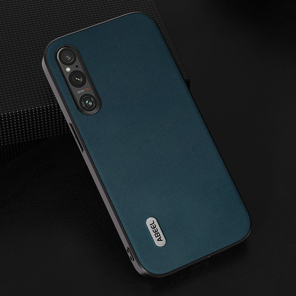 Uniqkart Nappa Texture Phone Case for Sony Xperia 1 IV 5G Genuine Cow Leather+PC+TPU Cover - Green