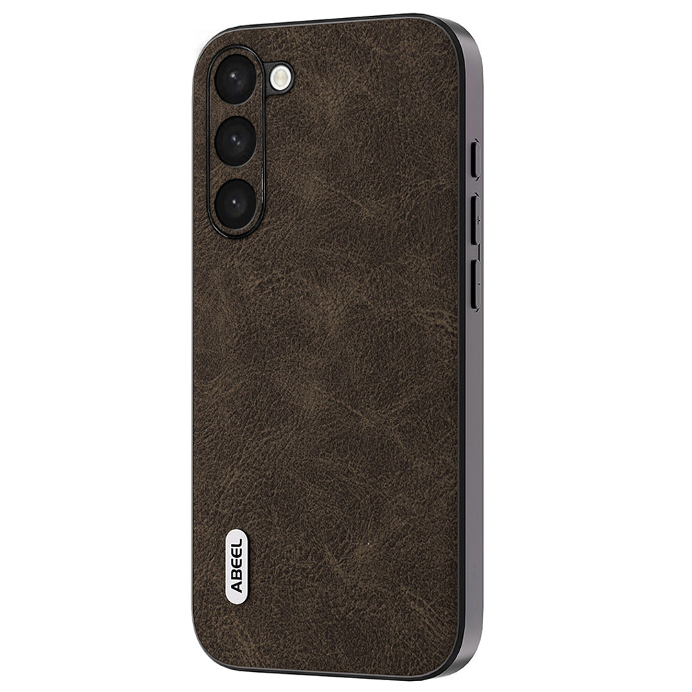 Back Protector for Samsung Galaxy S23+ PU Leather+PC+TPU Litchi Texture Phone Case - Khaki