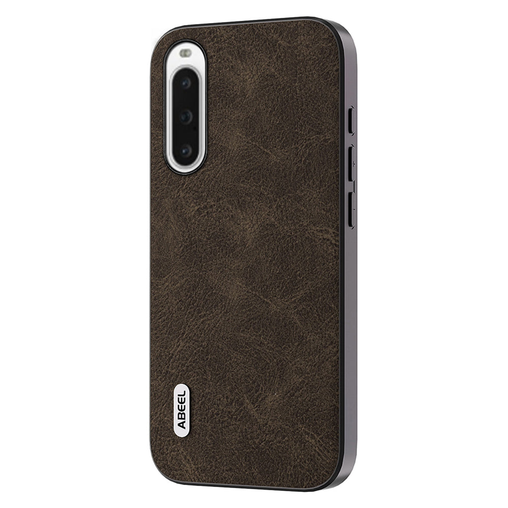 Uniqkart For Sony Xperia 10 V Litchi Texture Cover PU Leather+PC+TPU Cell Phone Case - Dreamy Khaki