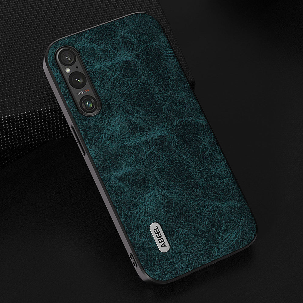 Uniqkart Slim Phone Case for Sony Xperia 1 V Shockproof Cover Litchi Texture PU Leather+PC+TPU Phone Shell - Blue