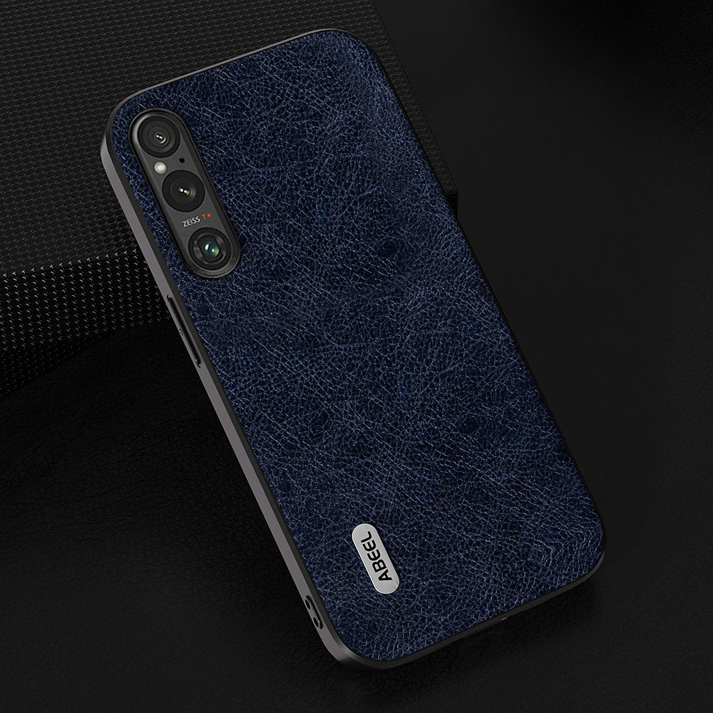 Uniqkart For Sony Xperia 1 V Retro Anti-drop Phone Case Litchi Texture PU Leather Coated TPU+PC Cover - Blue