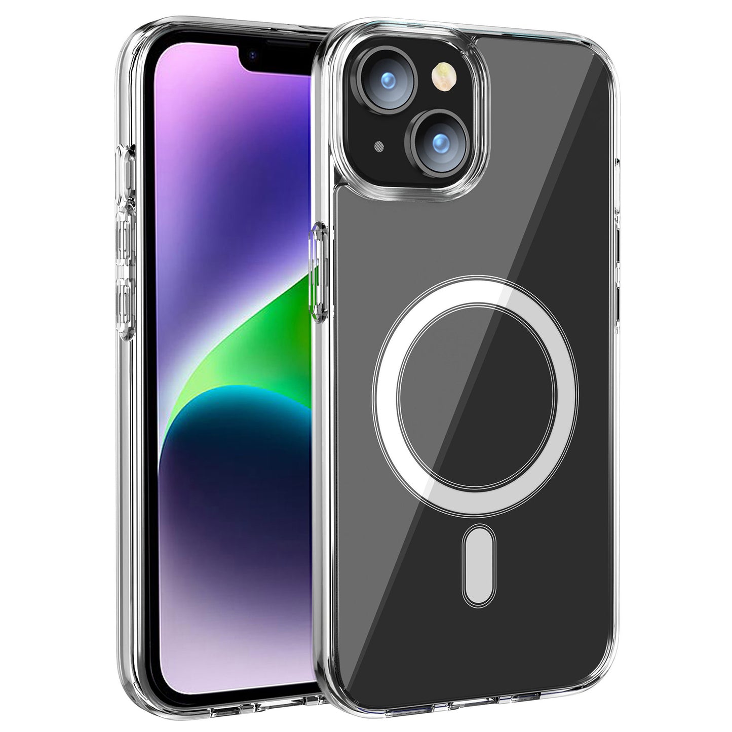 Uniqkart for iPhone 15 Clear Phone Cover Compatible with MagSafe Fall Protection TPU+PC Case