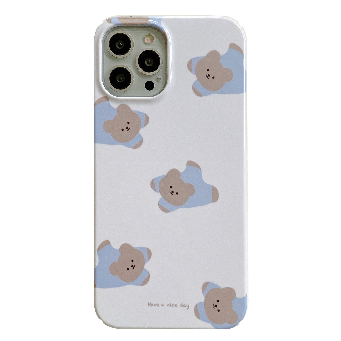 Uniqkart for iPhone 12 Pro Max 6.7 inch Hard PC Phone Case Pattern Printing Protective Glossy Phone Shell - Bears