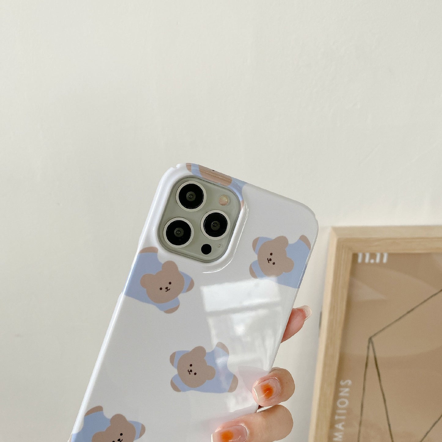 Uniqkart for iPhone 12 Pro Max 6.7 inch Hard PC Phone Case Pattern Printing Protective Glossy Phone Shell - Bears